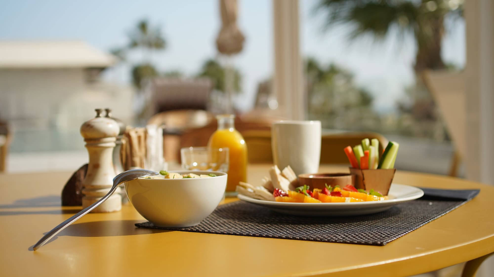 a table with food on it