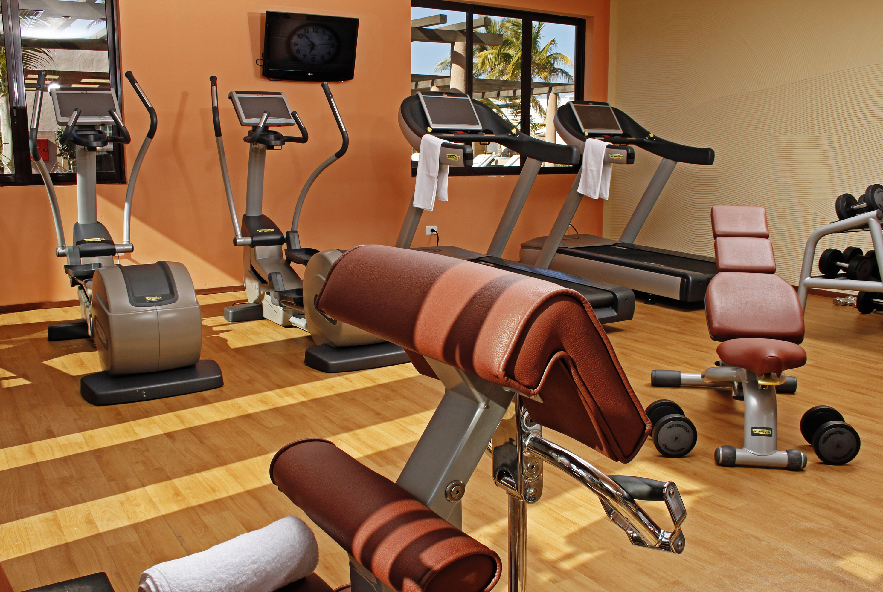 a room with exercise equipment