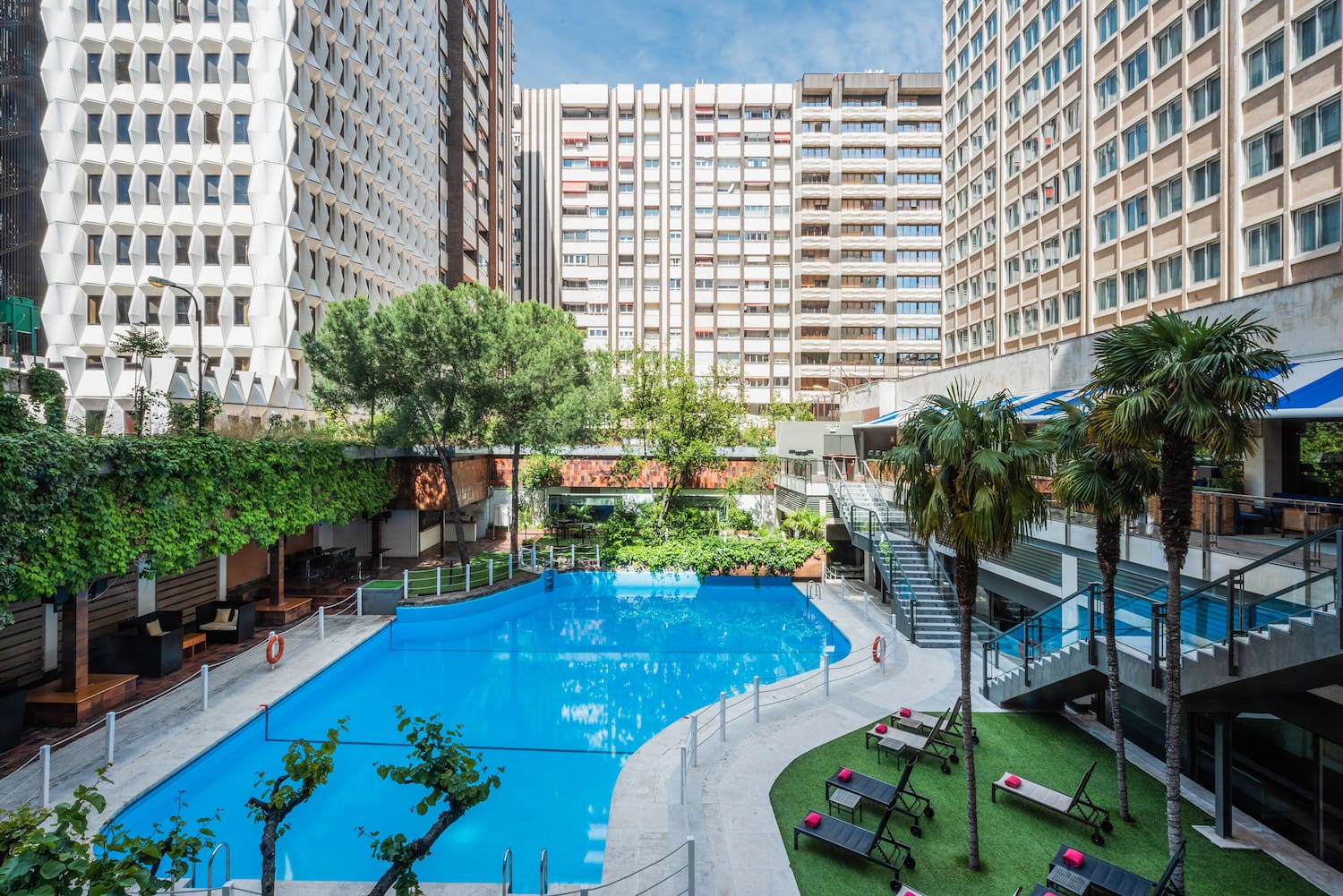 a swimming pool in a hotel