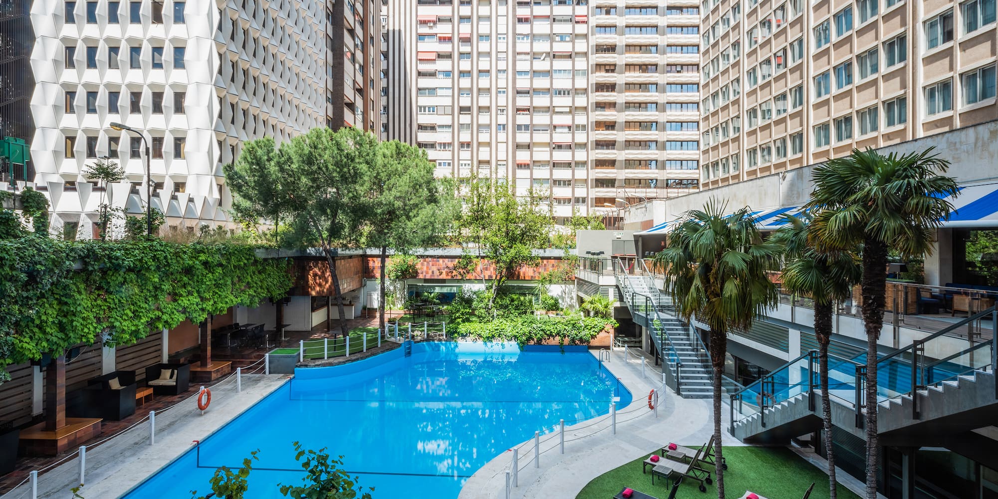 a swimming pool in a hotel