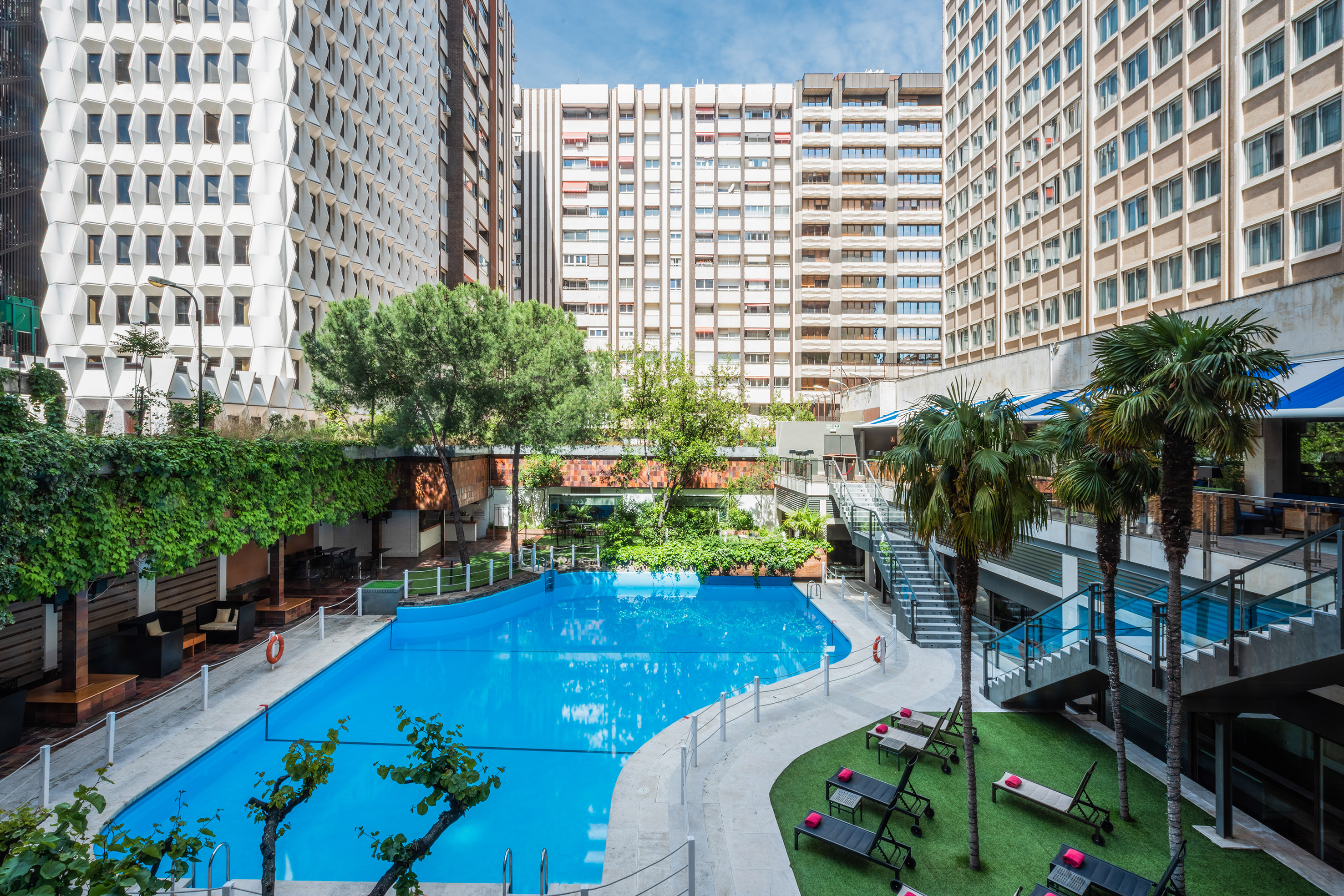 a swimming pool in a hotel