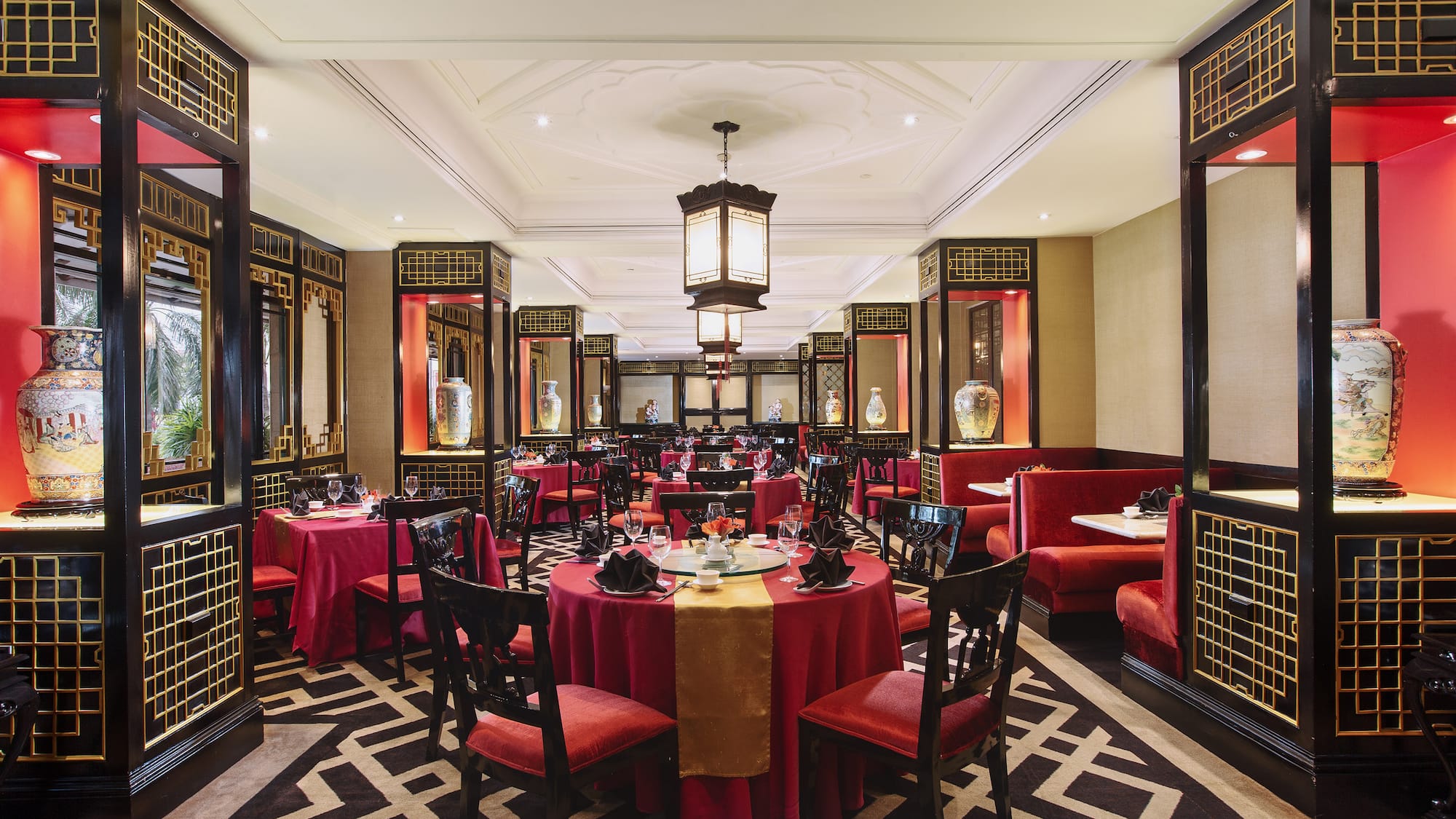 a restaurant with tables and chairs