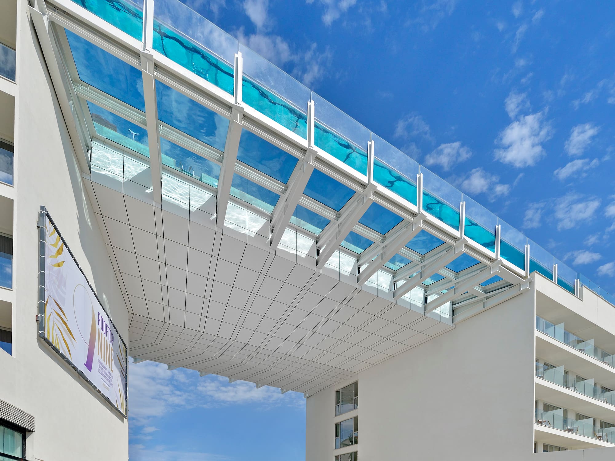 a white building with glass roof