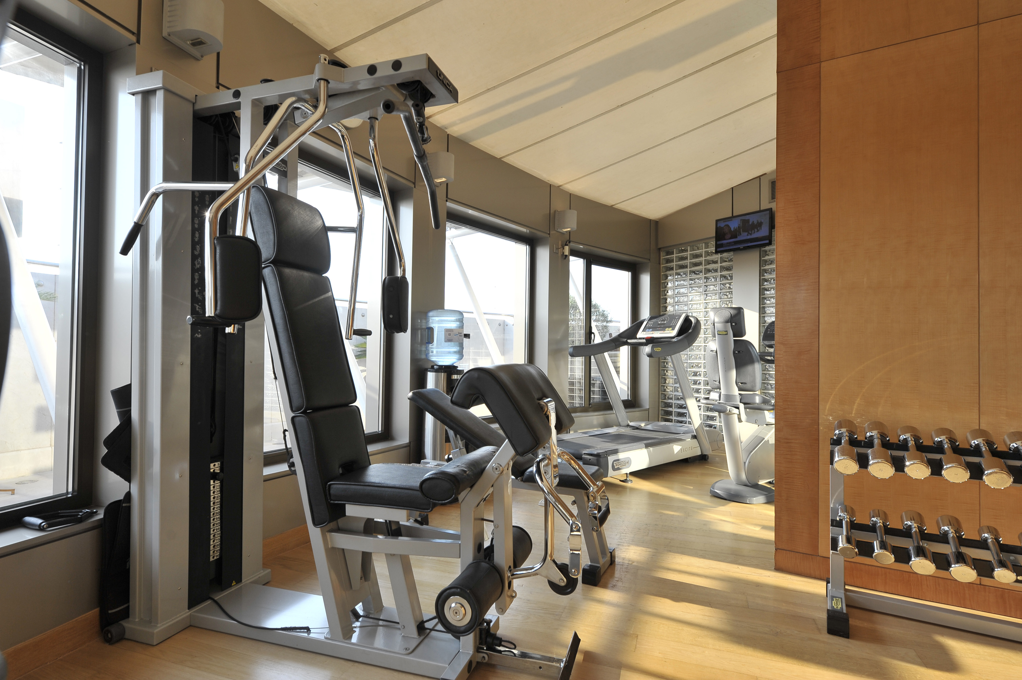 a room with exercise equipment