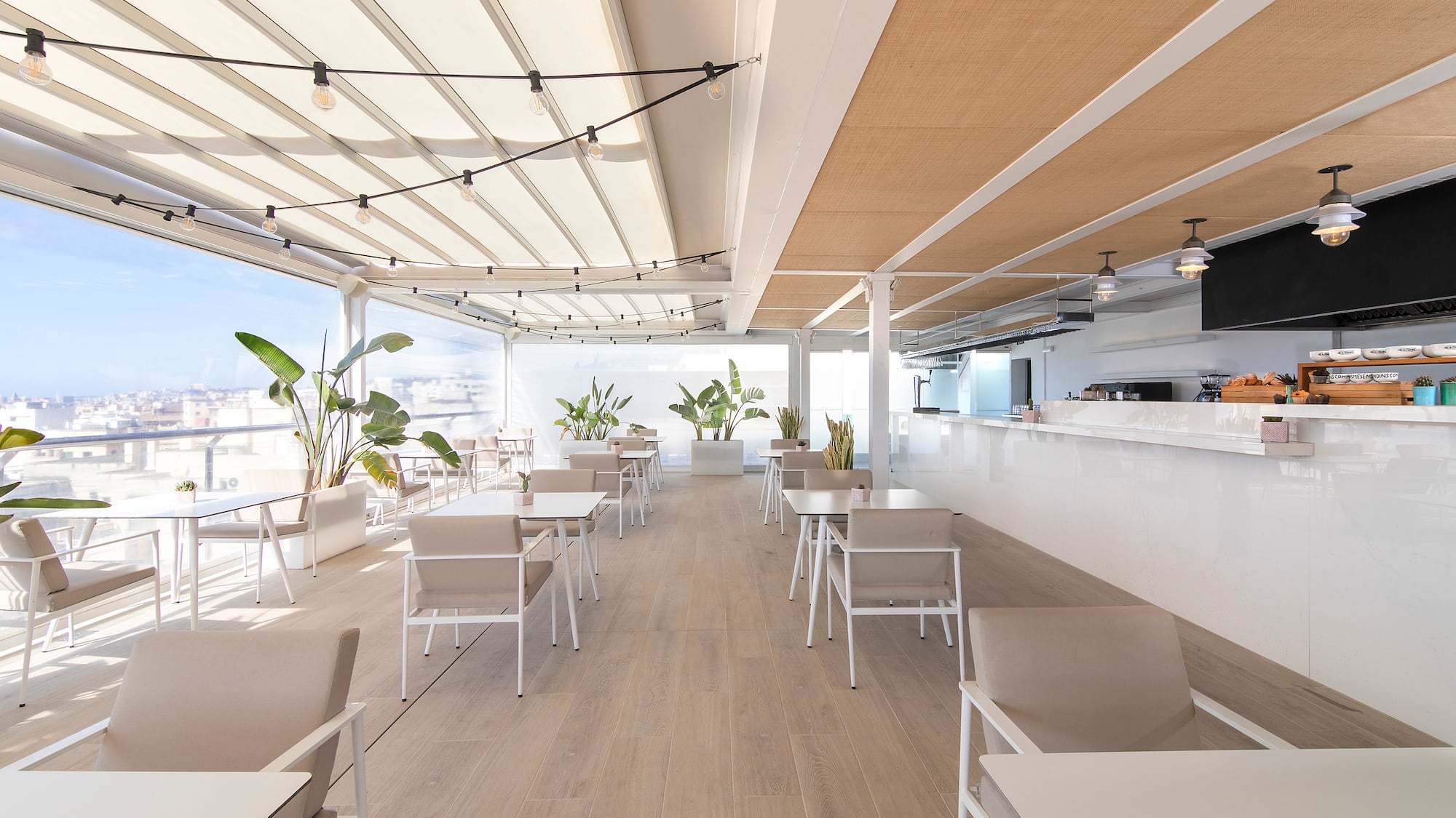 a room with tables and chairs