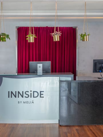 a reception desk in a room