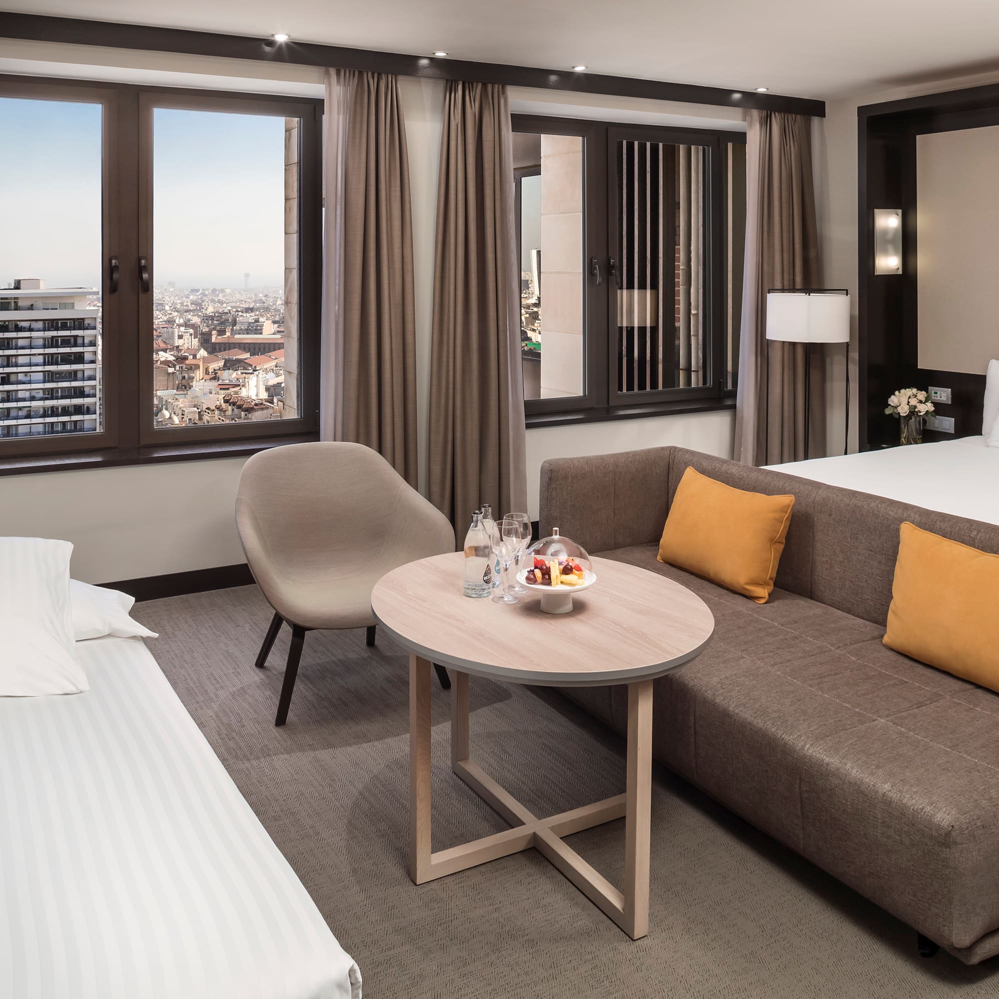 a room with a bed and a couch