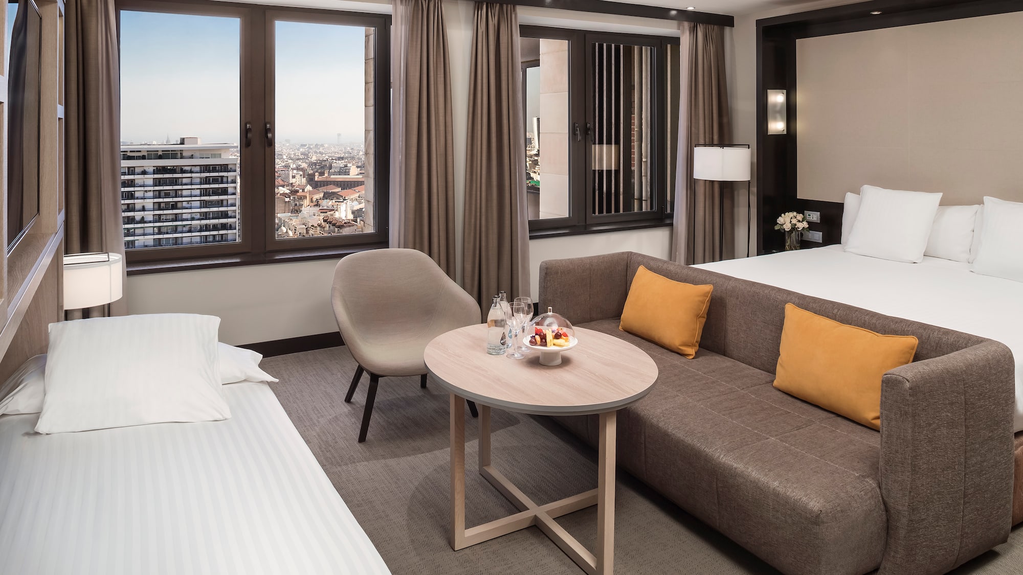 a room with a bed and a couch