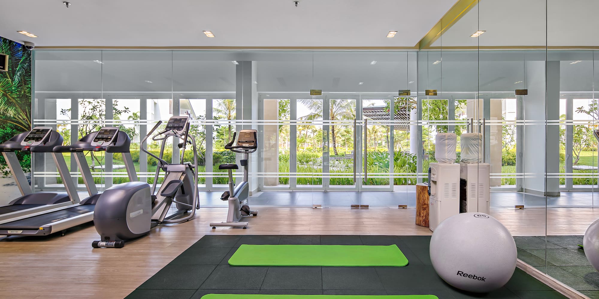 a gym with exercise equipment