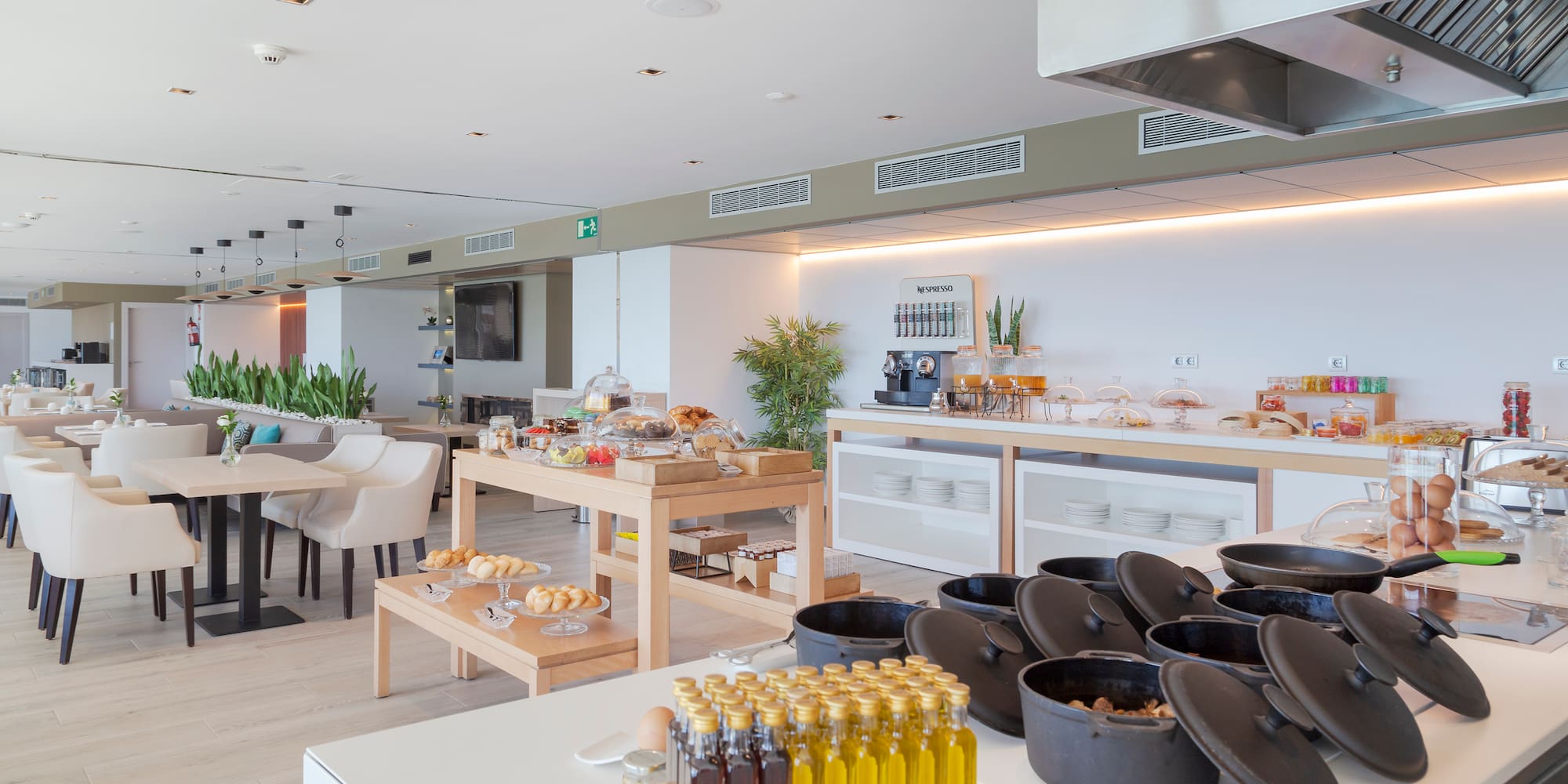 a buffet with food on the table