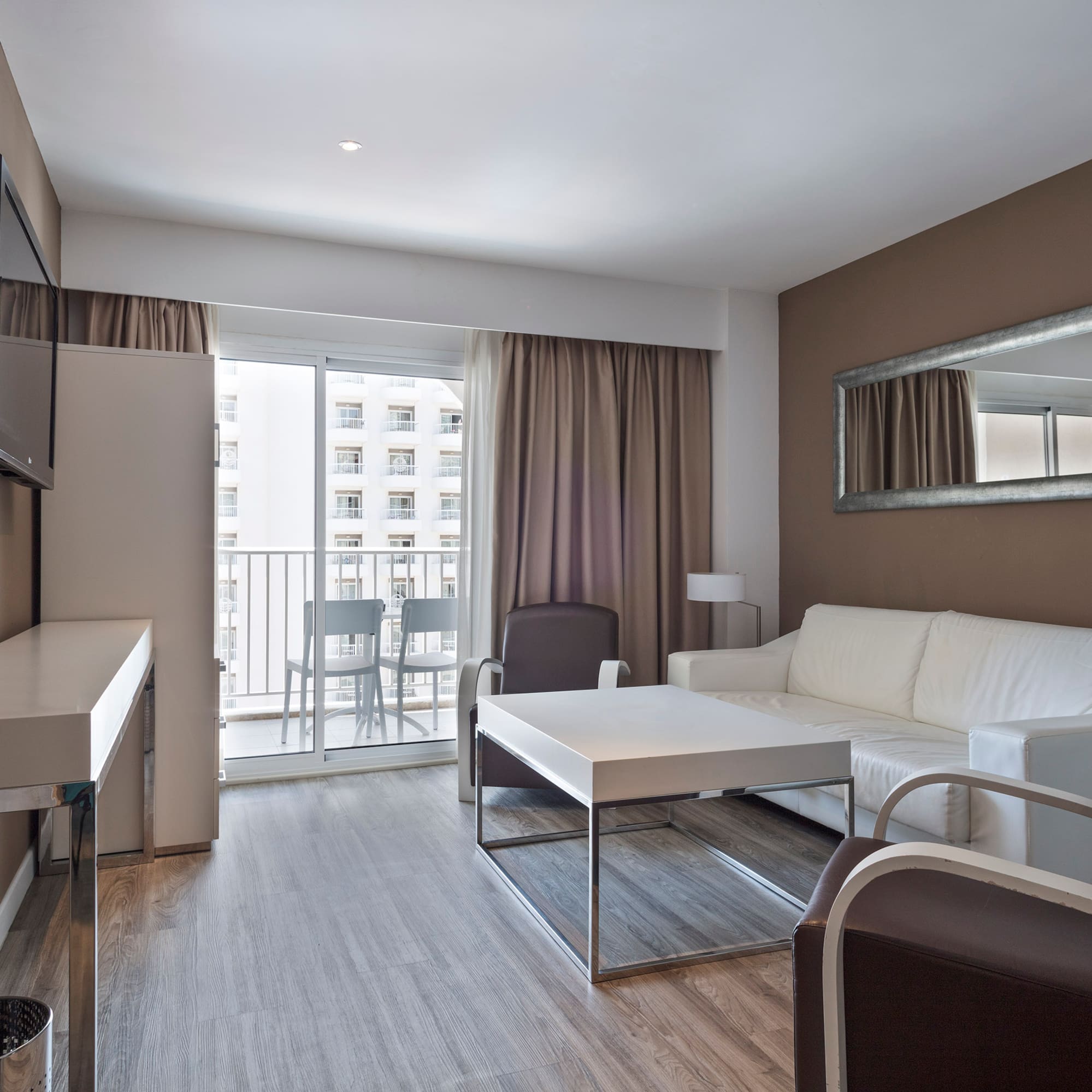 a room with a couch and a table