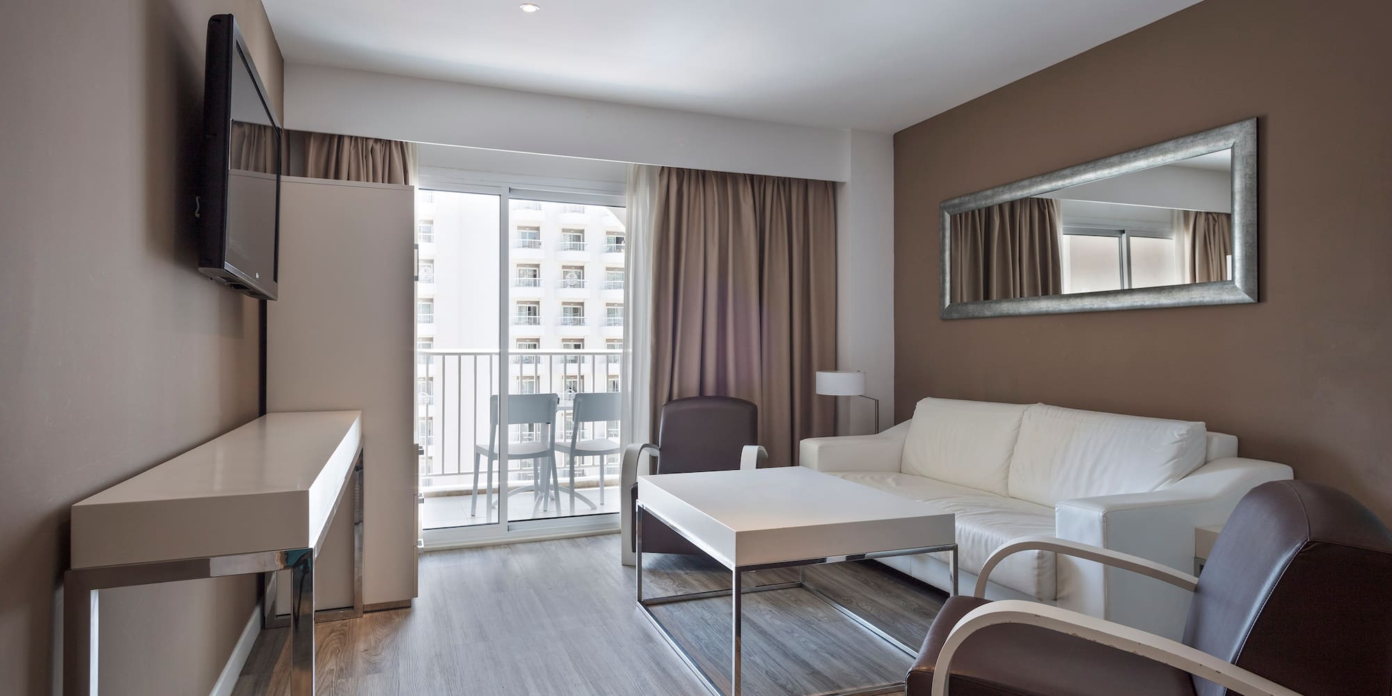 a room with a couch and a table