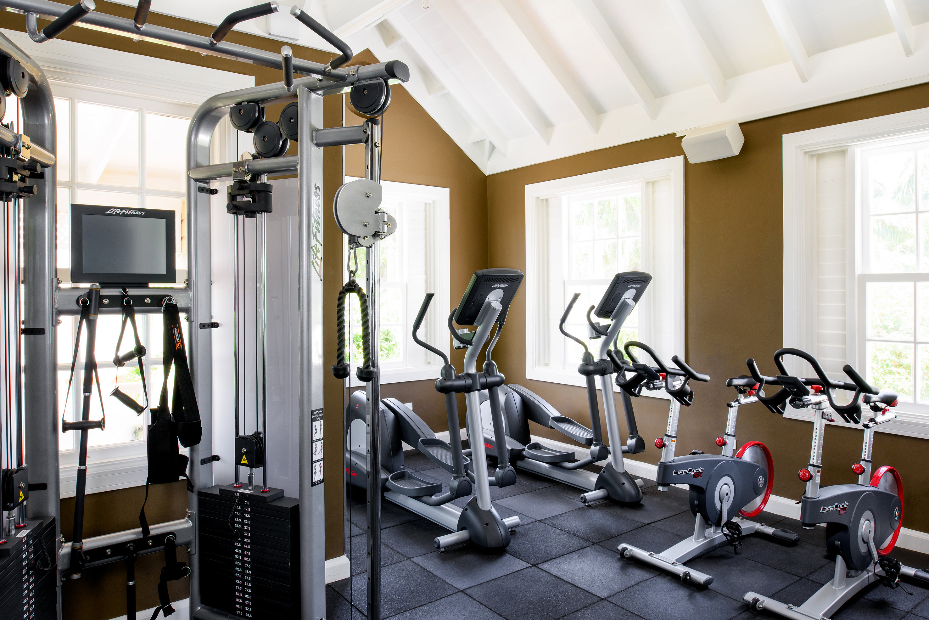 a room with exercise equipment