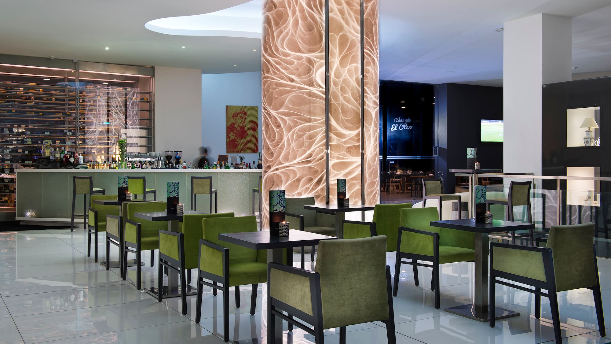 a restaurant with tables and chairs