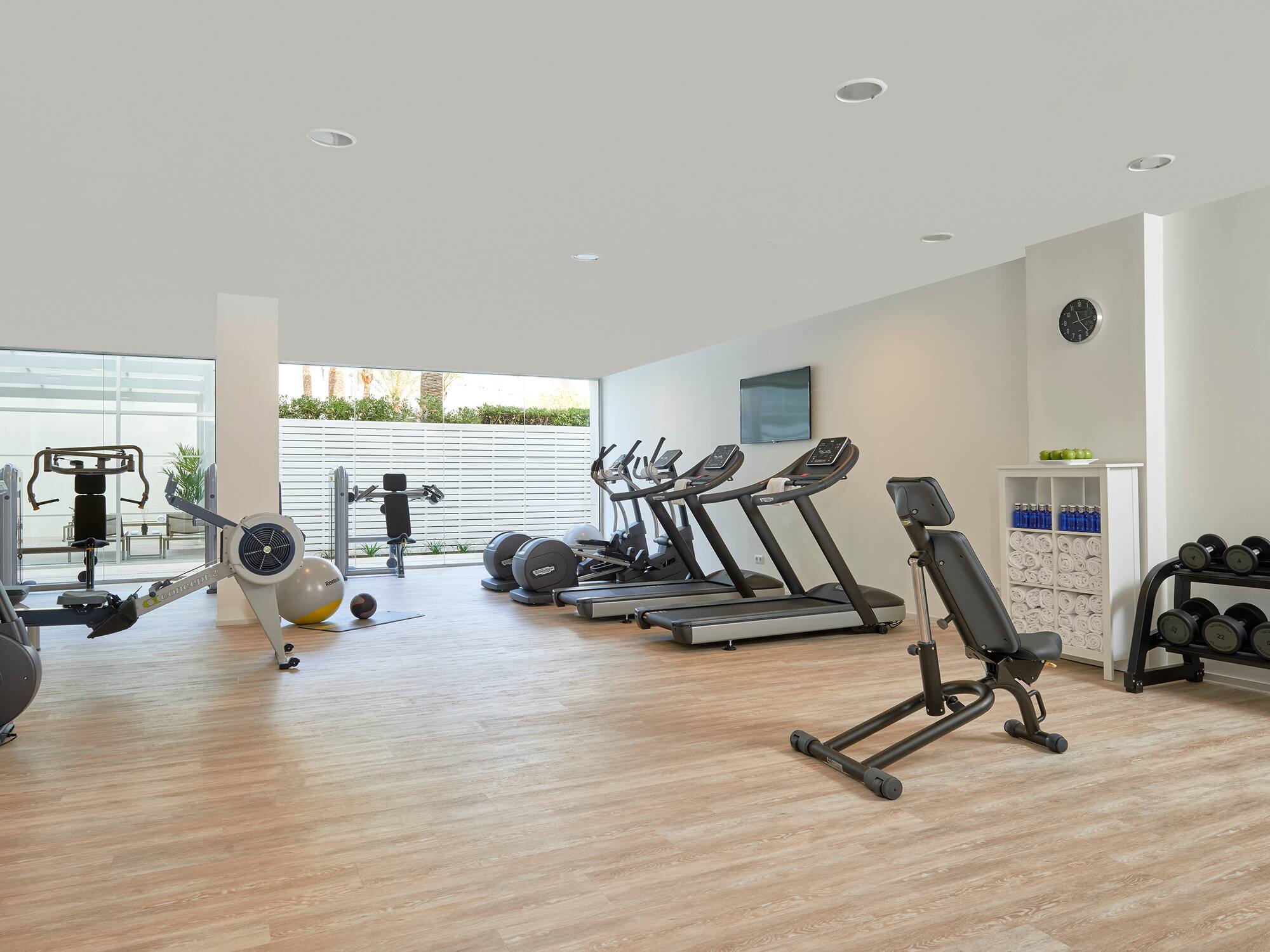 a room with exercise equipment