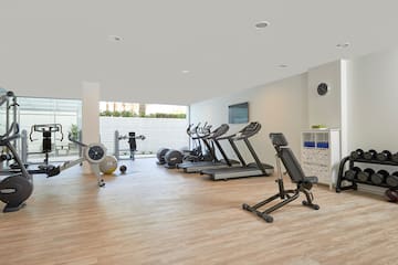 a room with exercise equipment