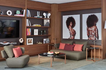 a living room with a couch and a coffee table