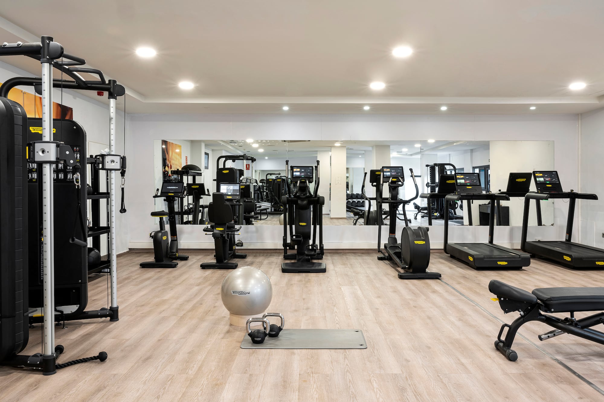 a room with exercise equipment