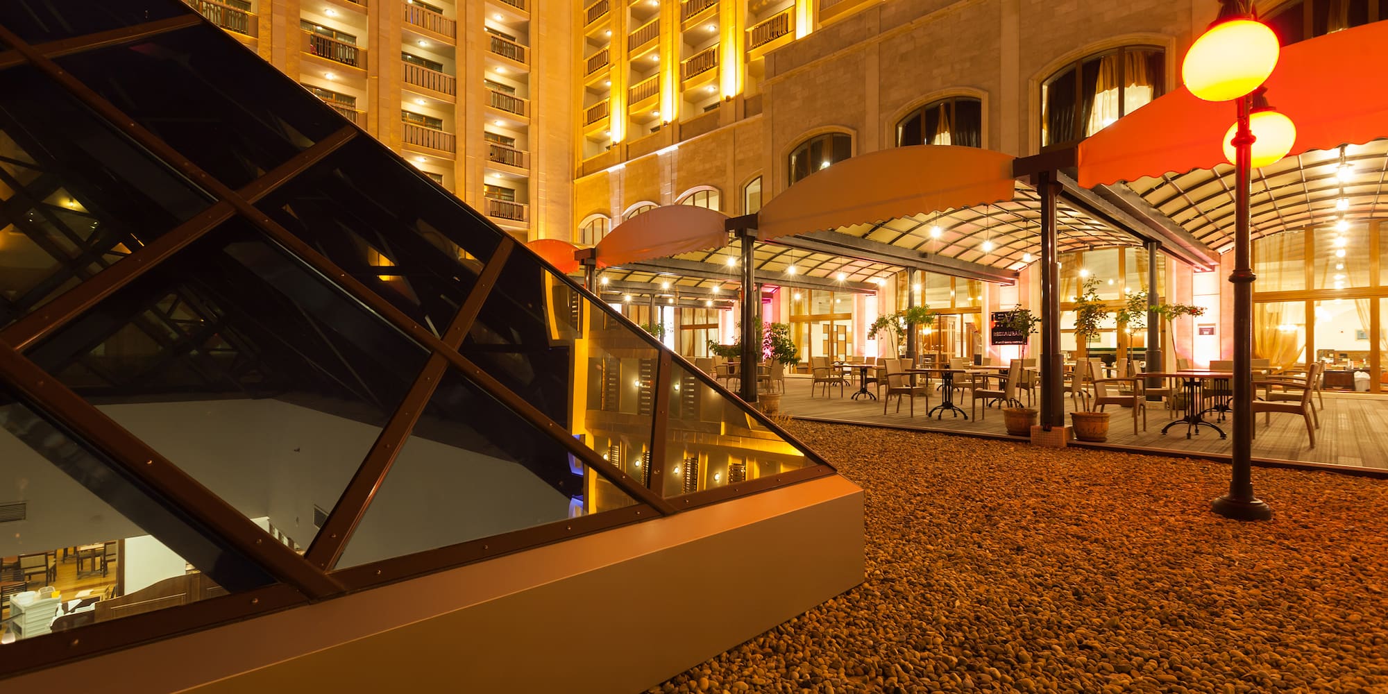 a building with a glass roof