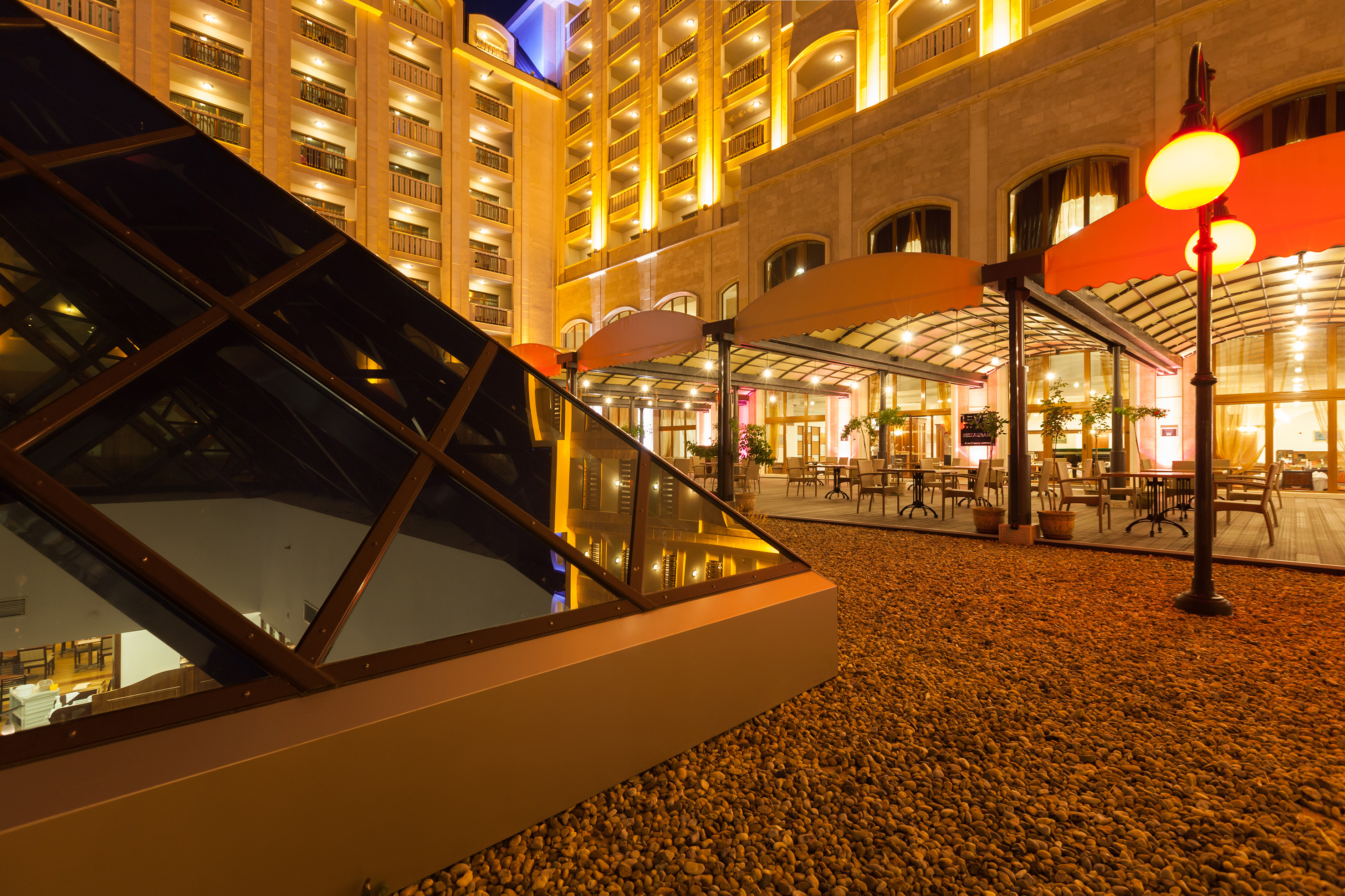 a building with a glass roof