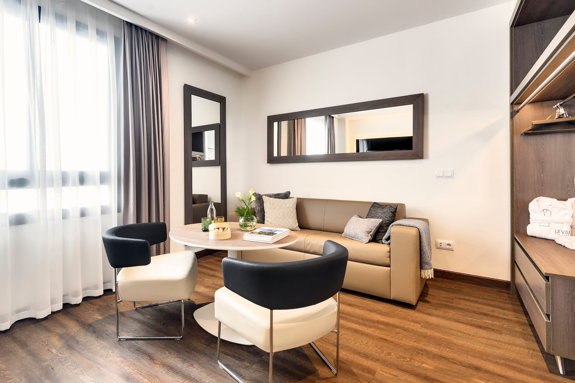 a room with a couch and a table