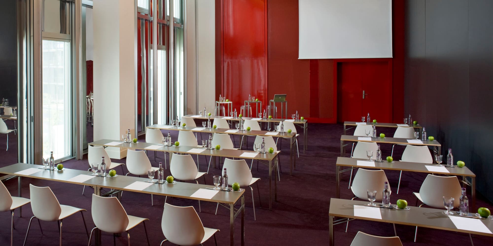 a room with tables and chairs