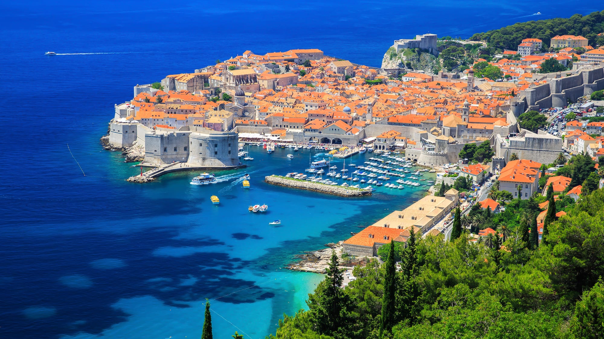 an aerial view of Dubrovnik and a harbor