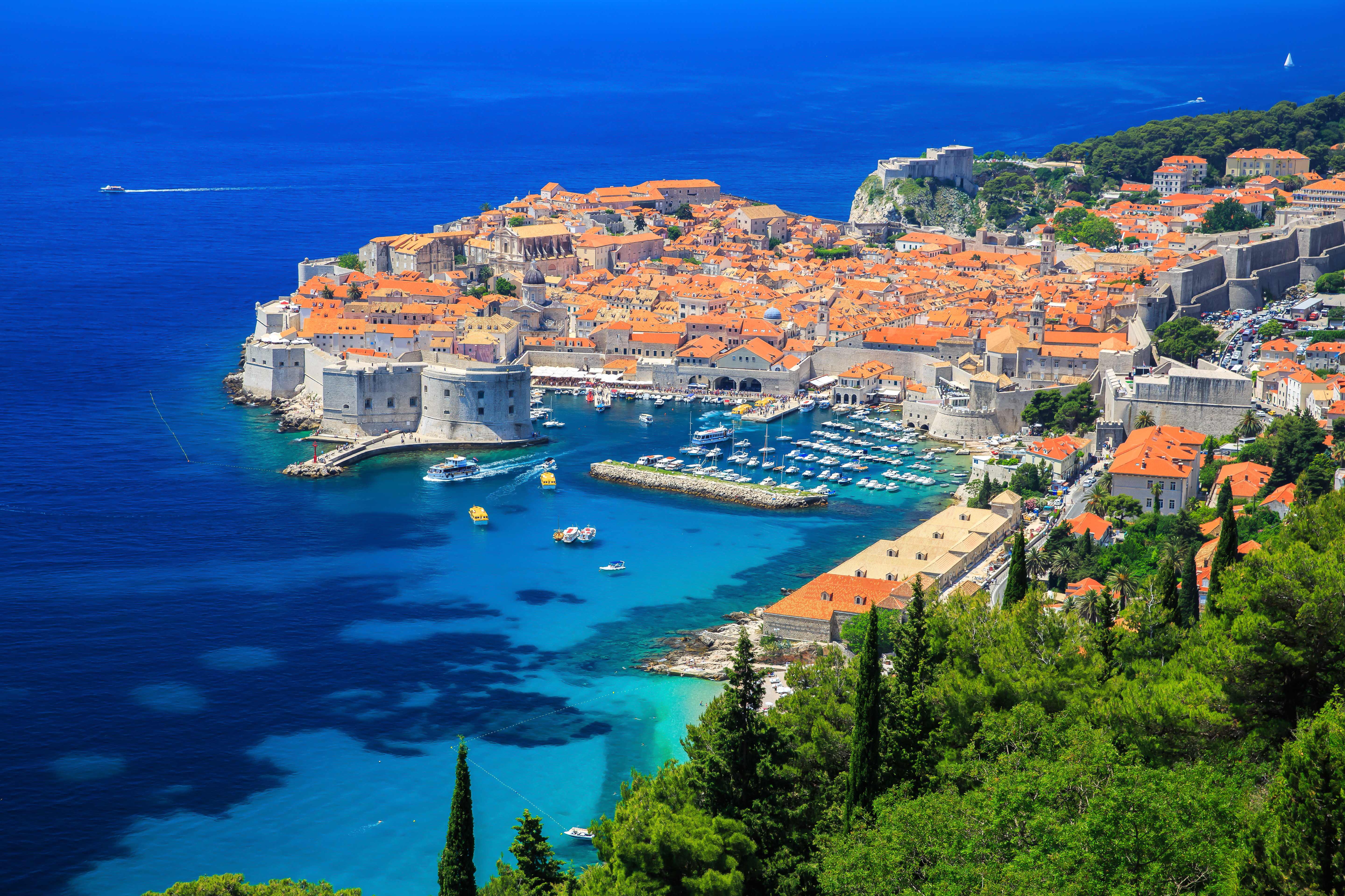 an aerial view of Dubrovnik and a harbor