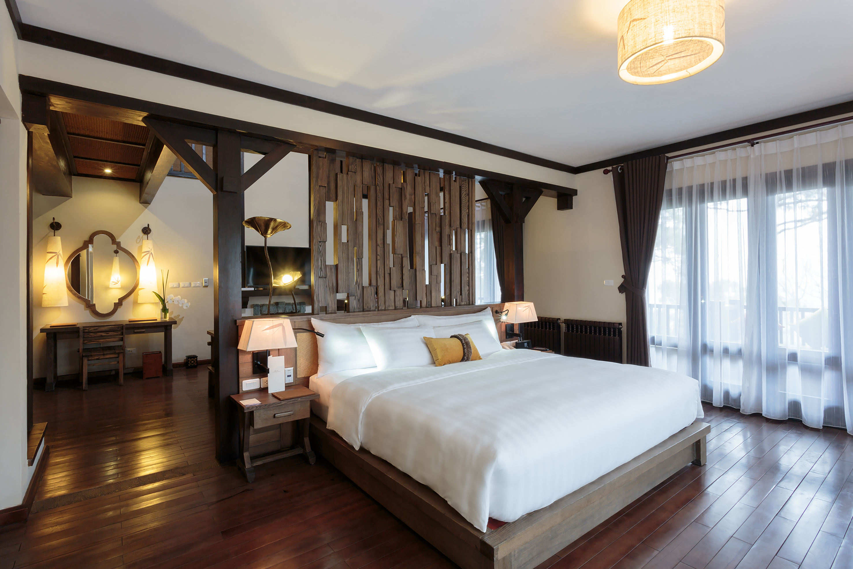 a bed in a room