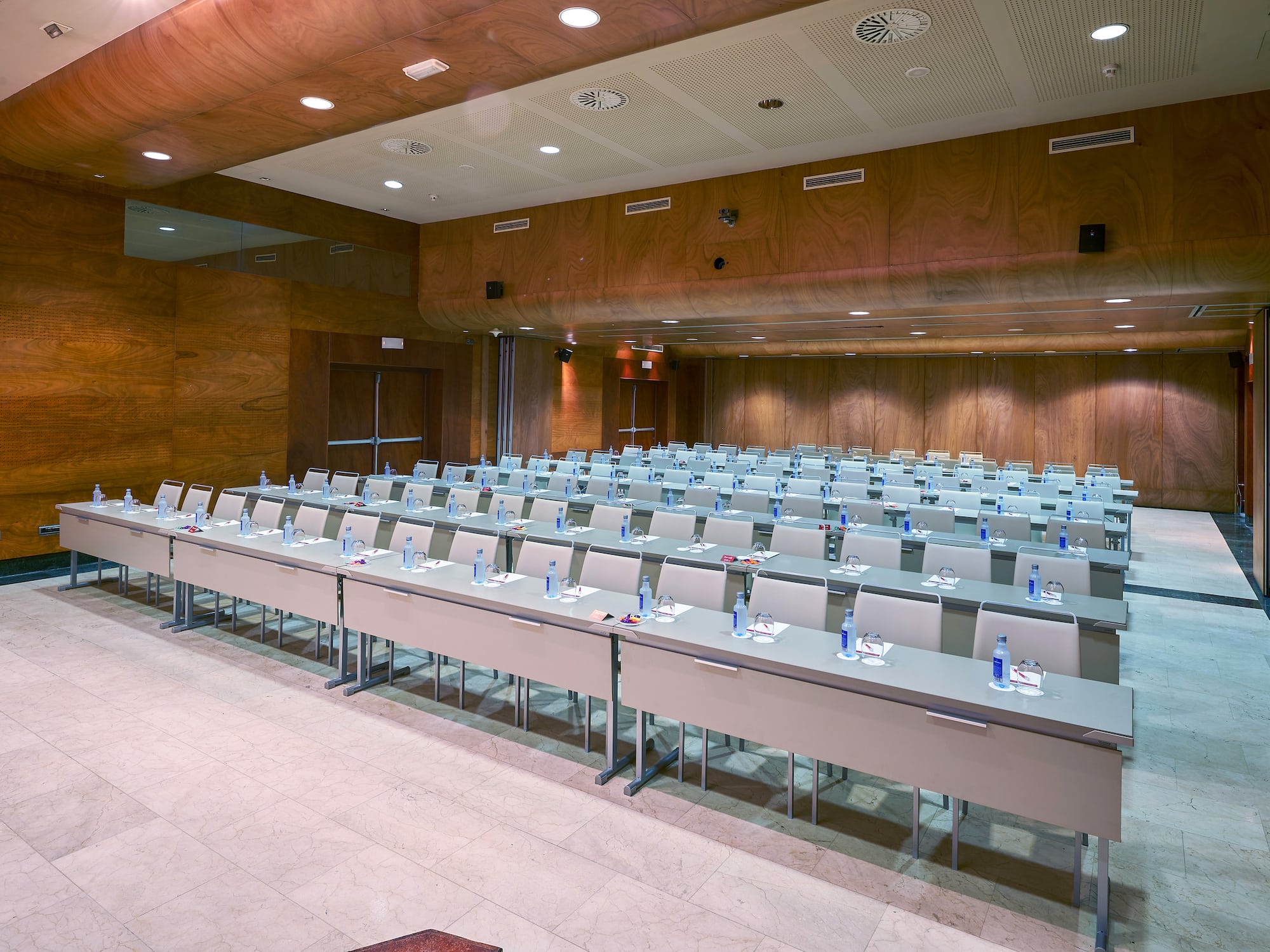 a room with tables and chairs