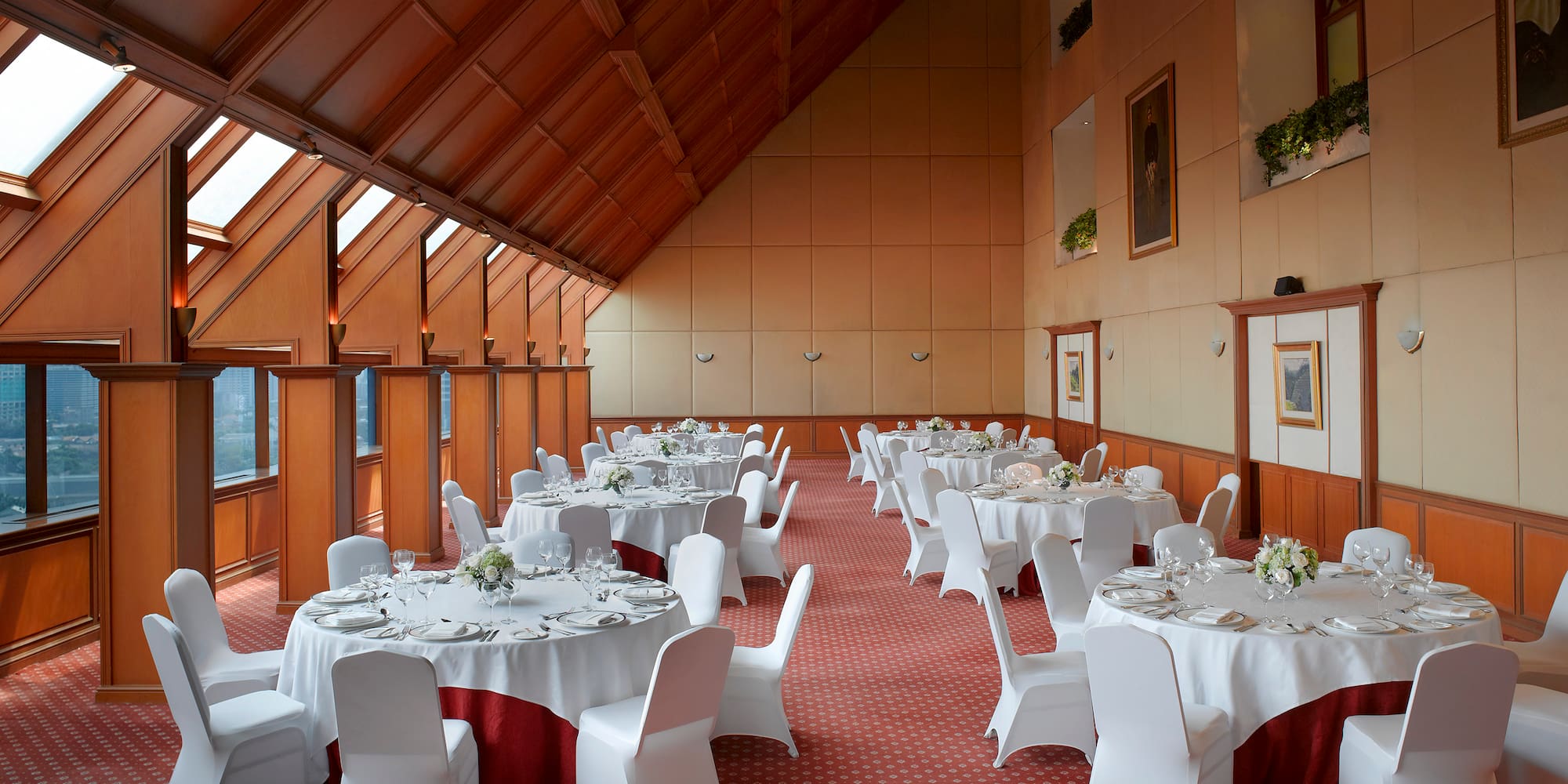 a room with tables and chairs