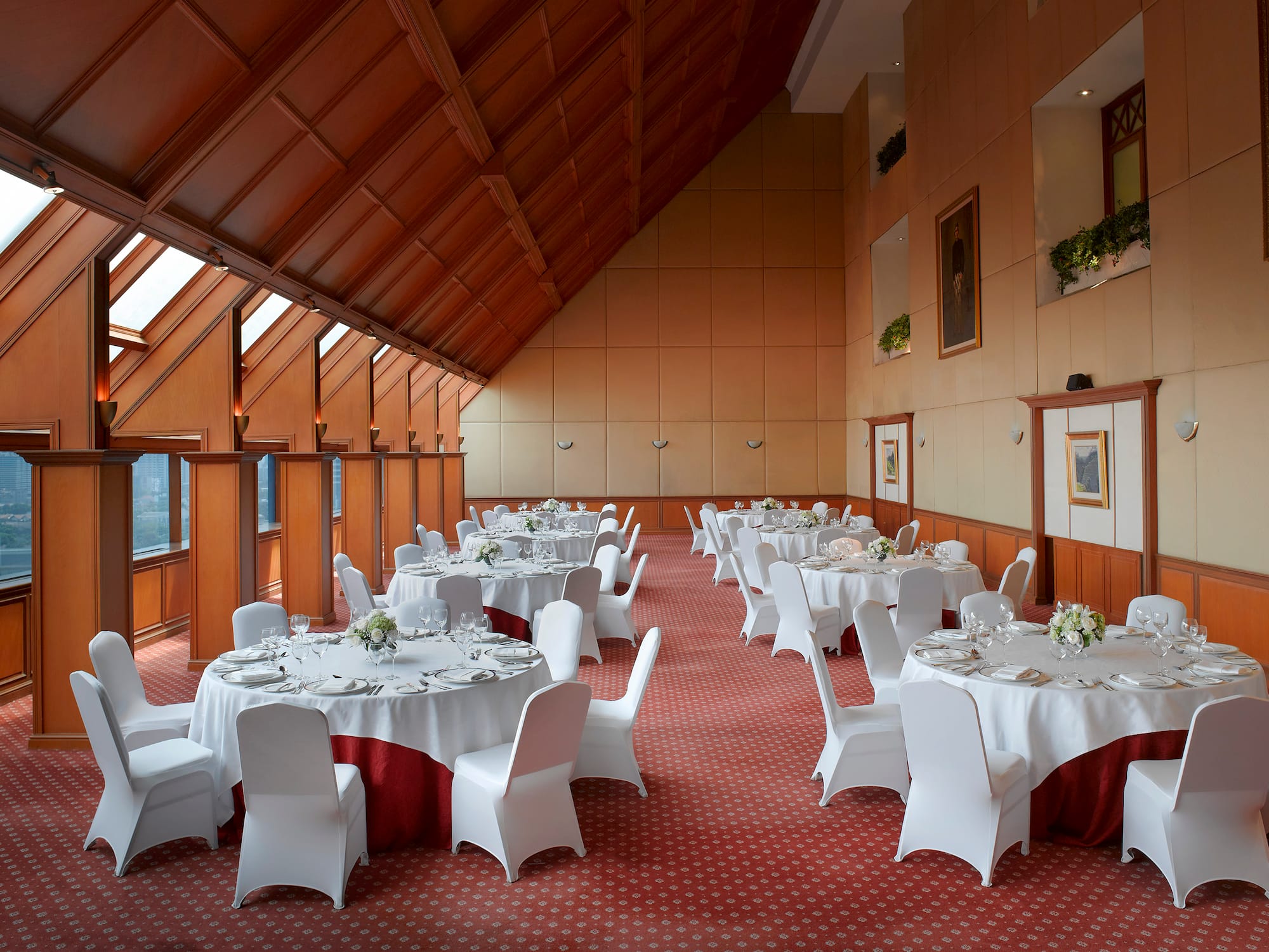 a room with tables and chairs