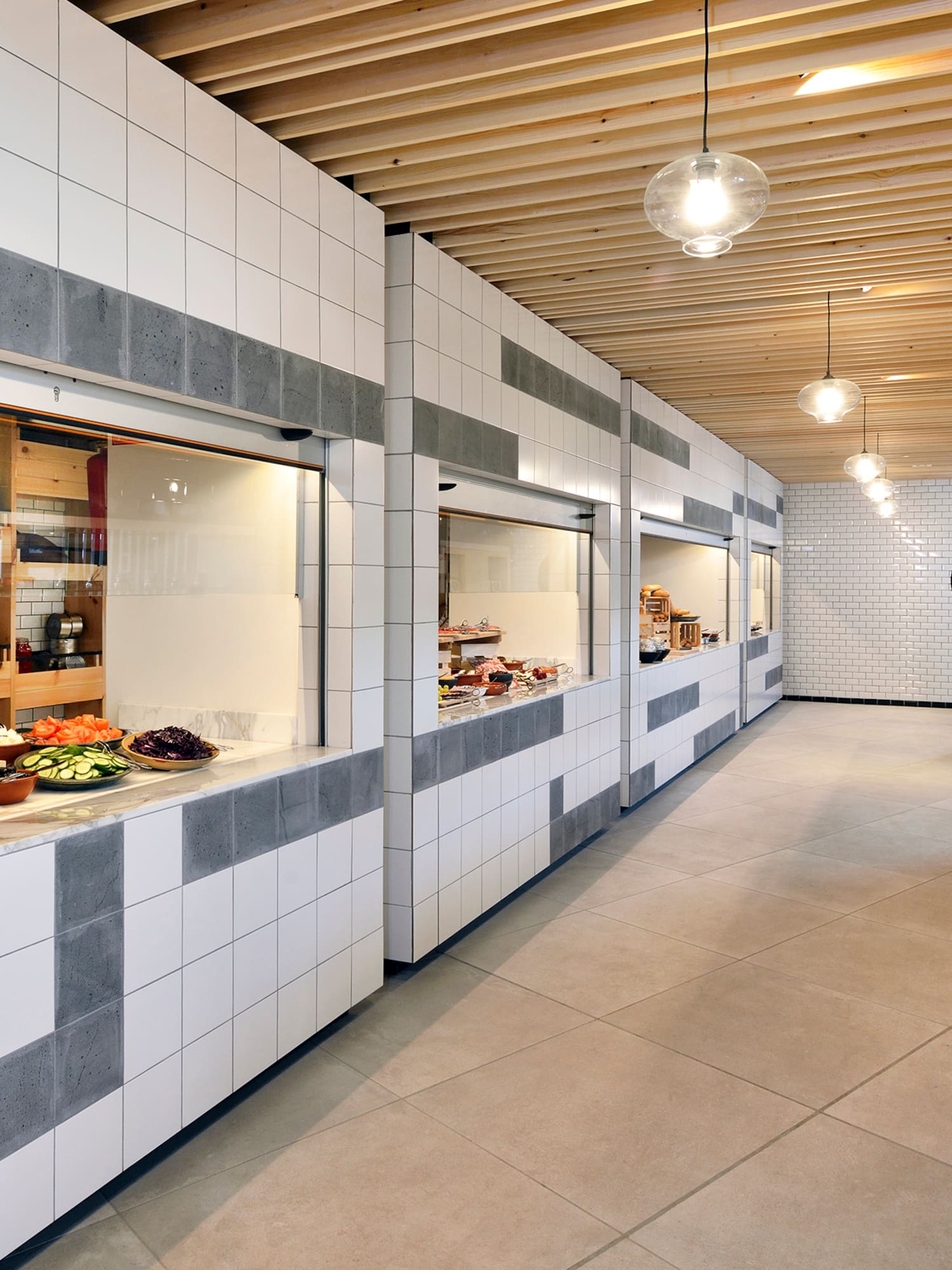 a food buffet in a room