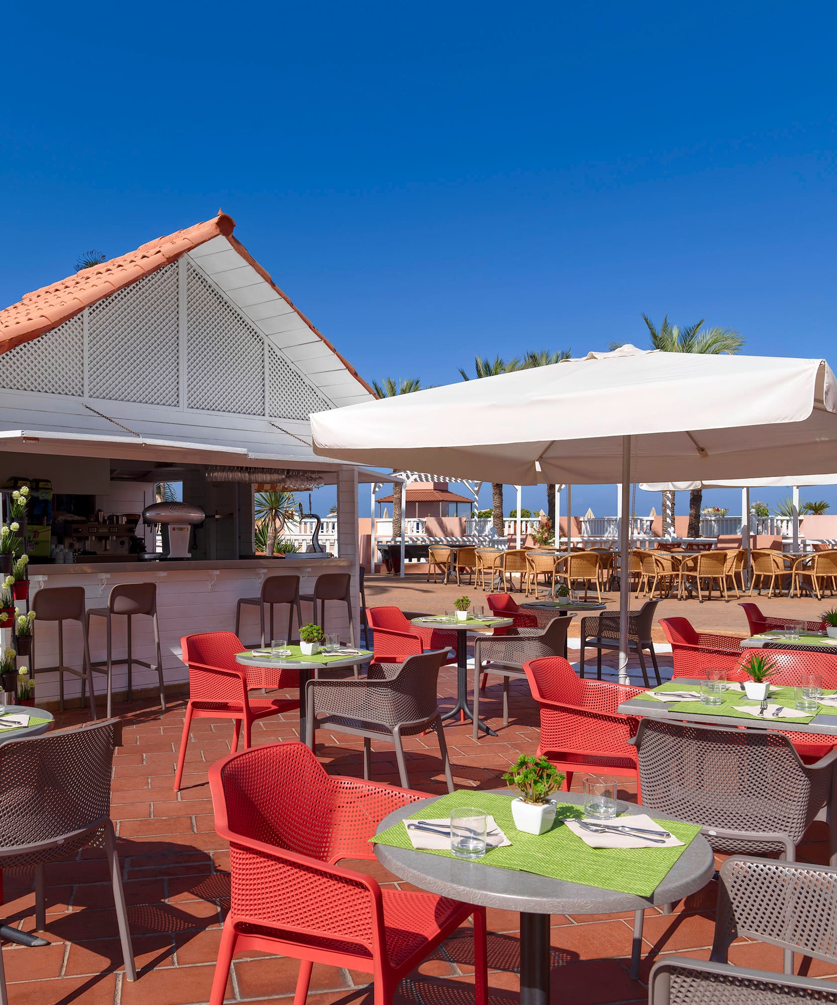 a tables and chairs outside a restaurant