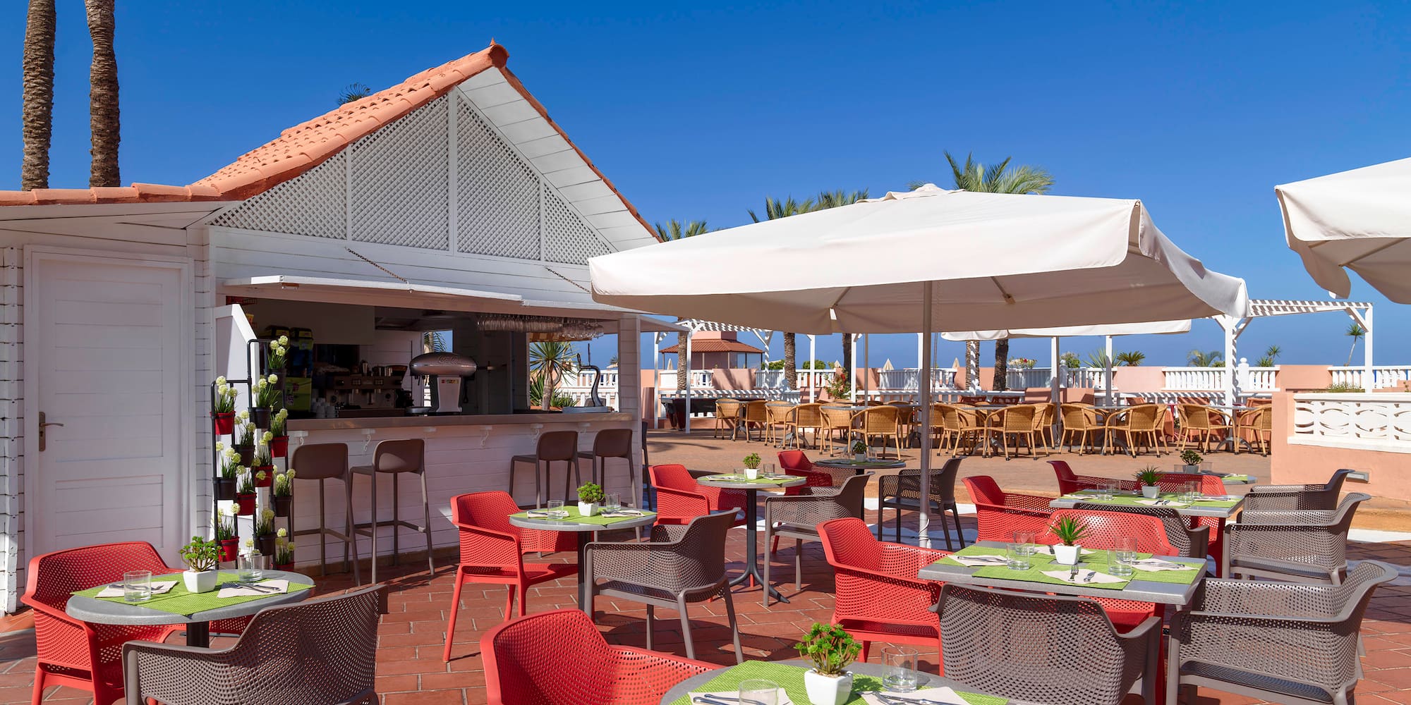 a tables and chairs outside a restaurant