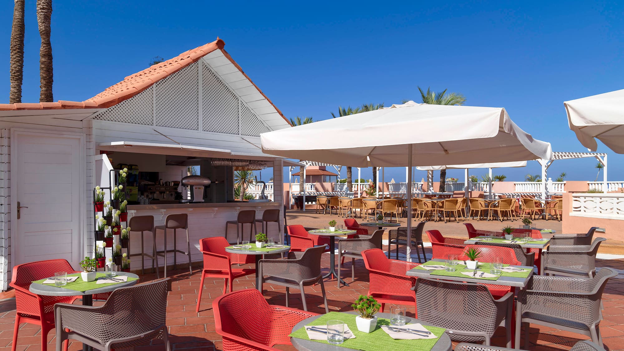 a tables and chairs outside a restaurant