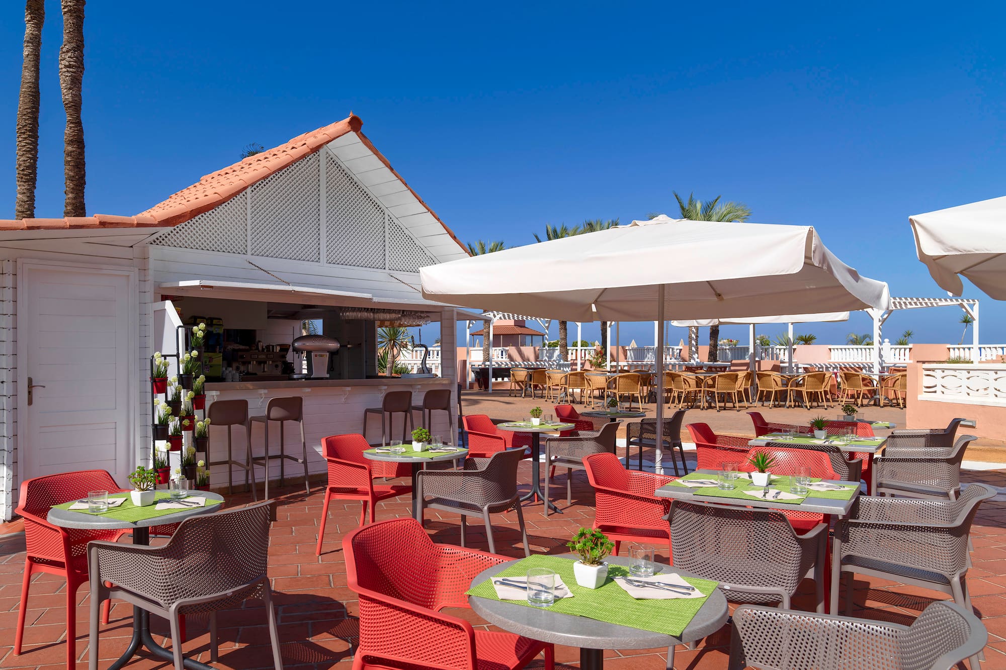 a tables and chairs outside a restaurant