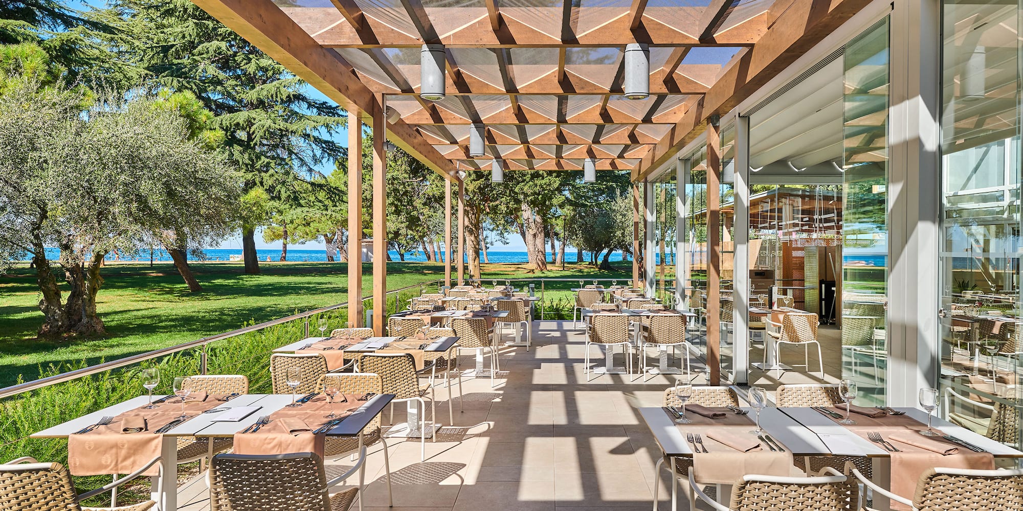a restaurant with tables and chairs