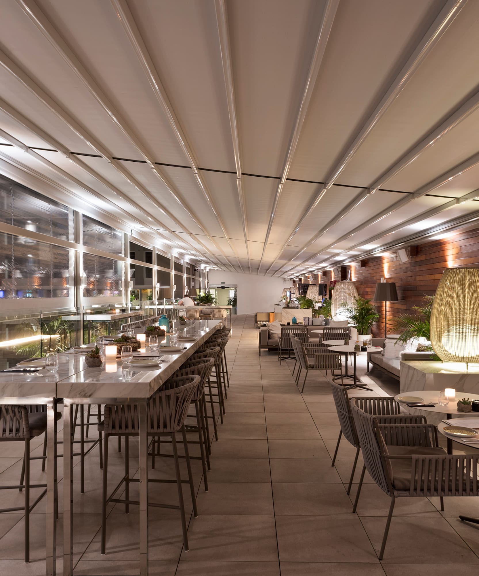 a restaurant with tables and chairs