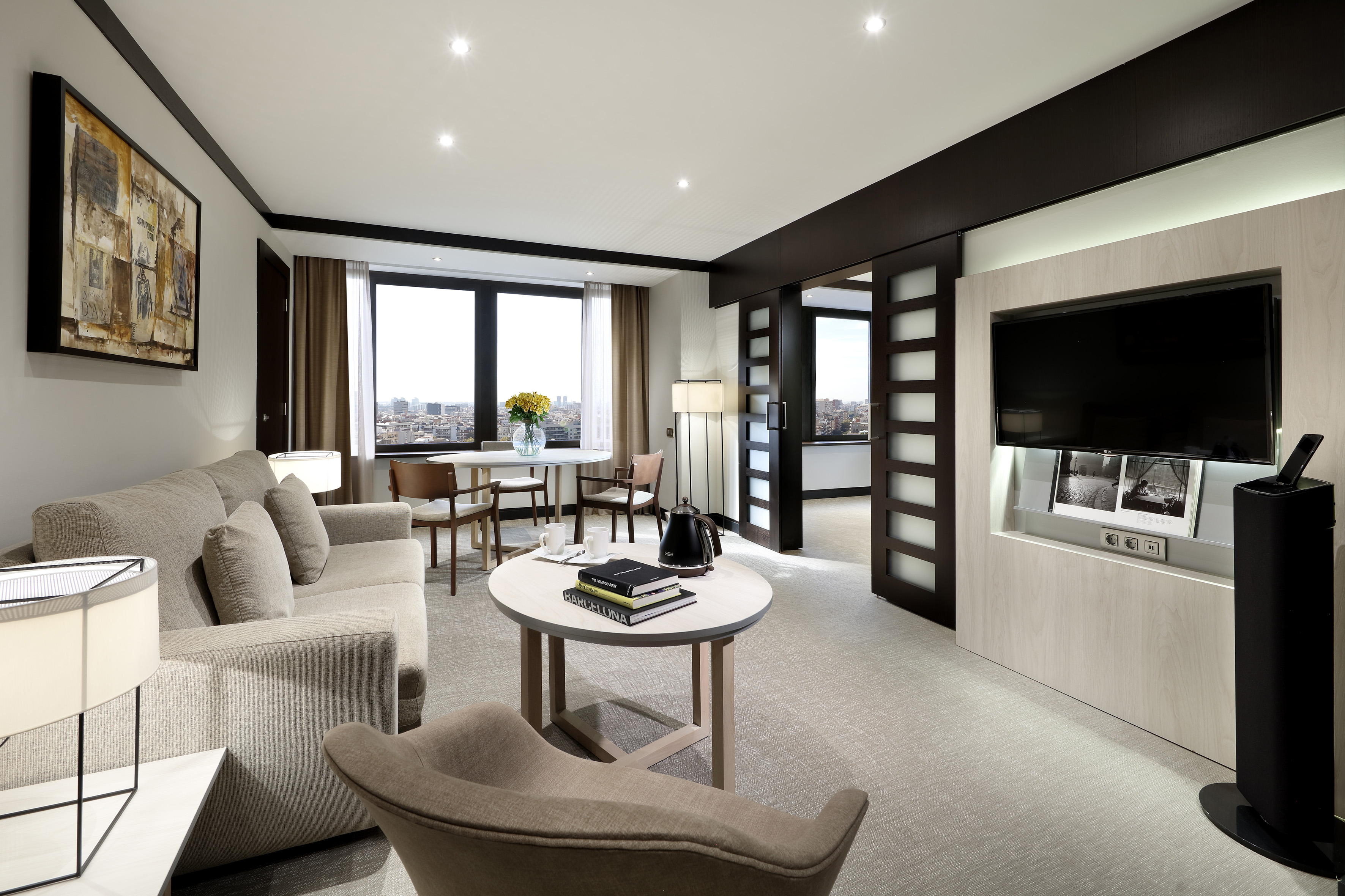 a living room with a television and a couch