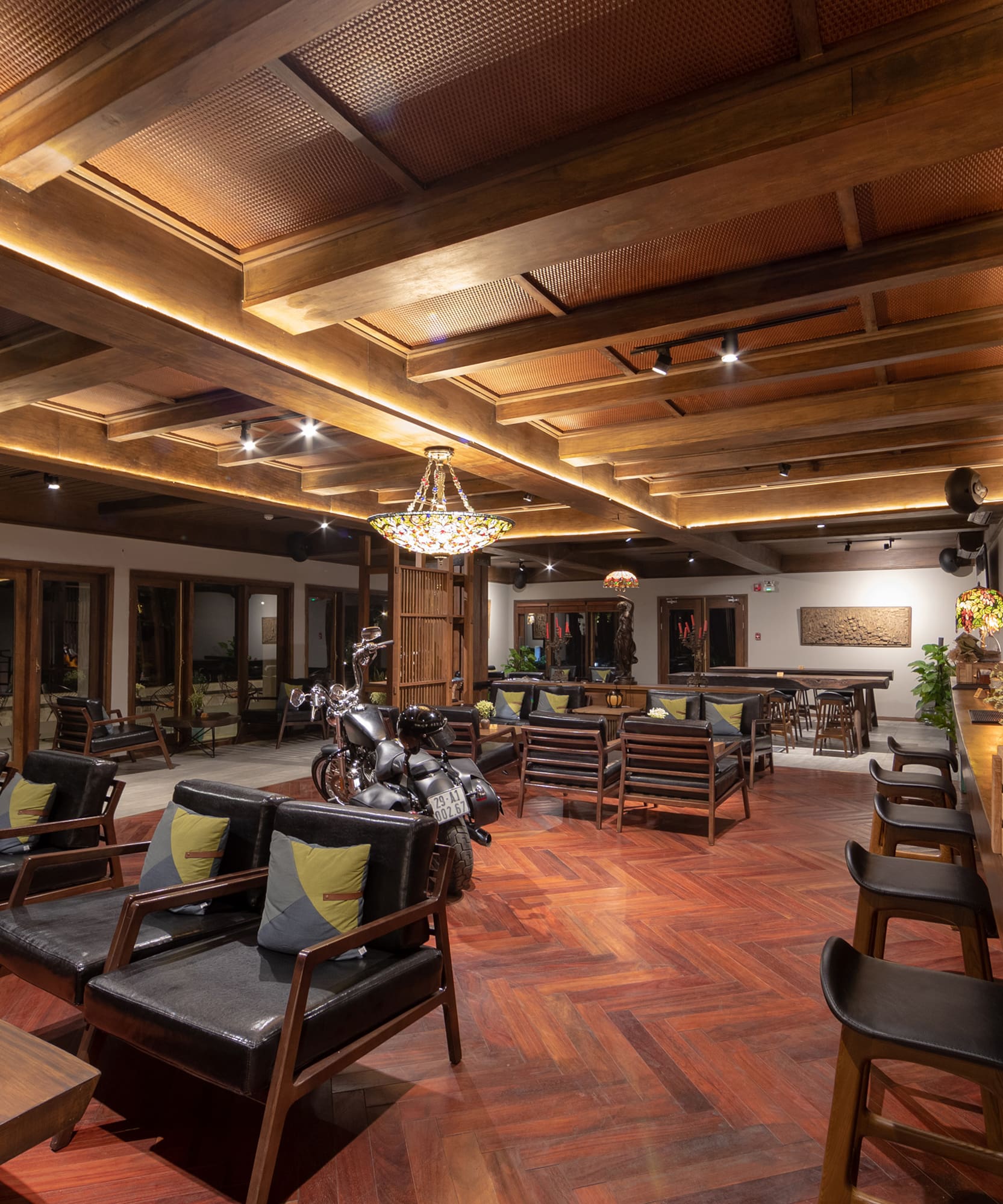 a room with chairs and tables