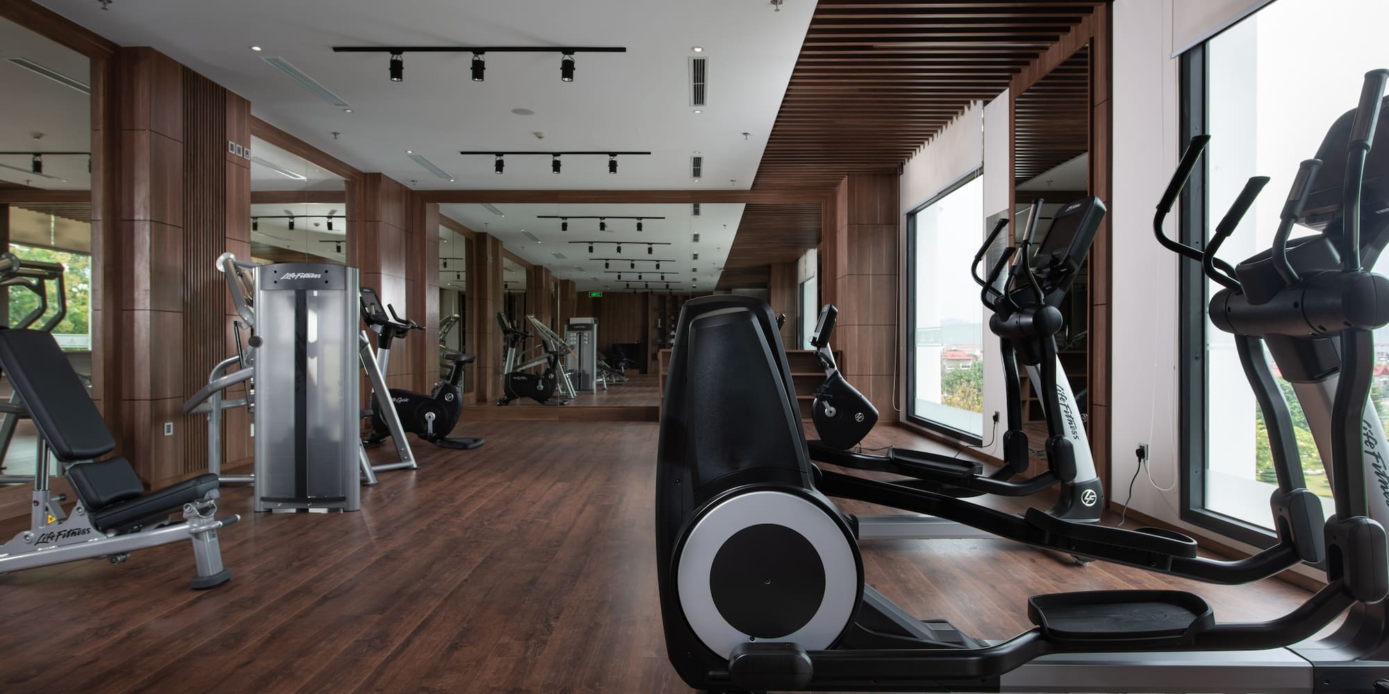 a room with exercise equipment