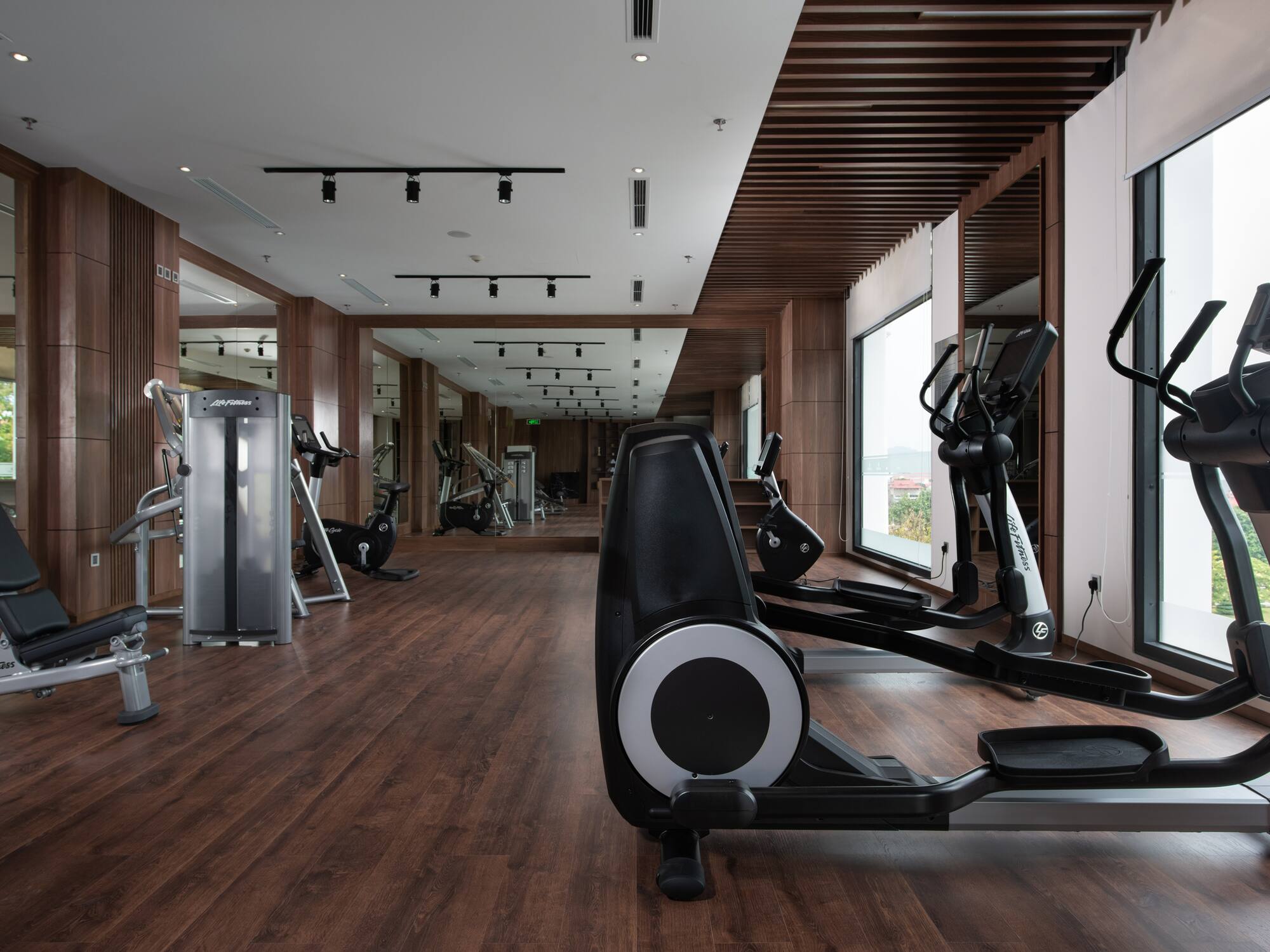 a room with exercise equipment