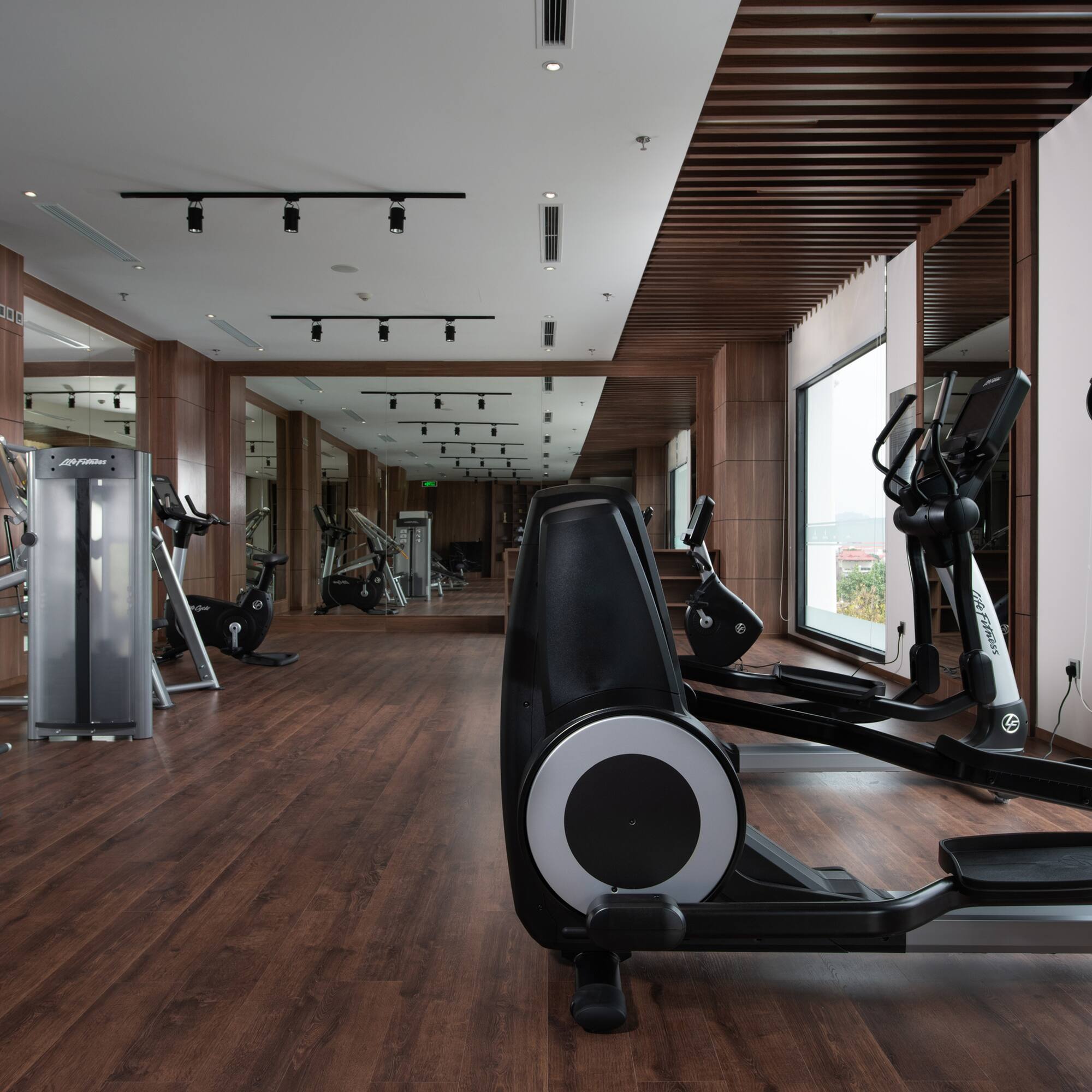 a room with exercise equipment