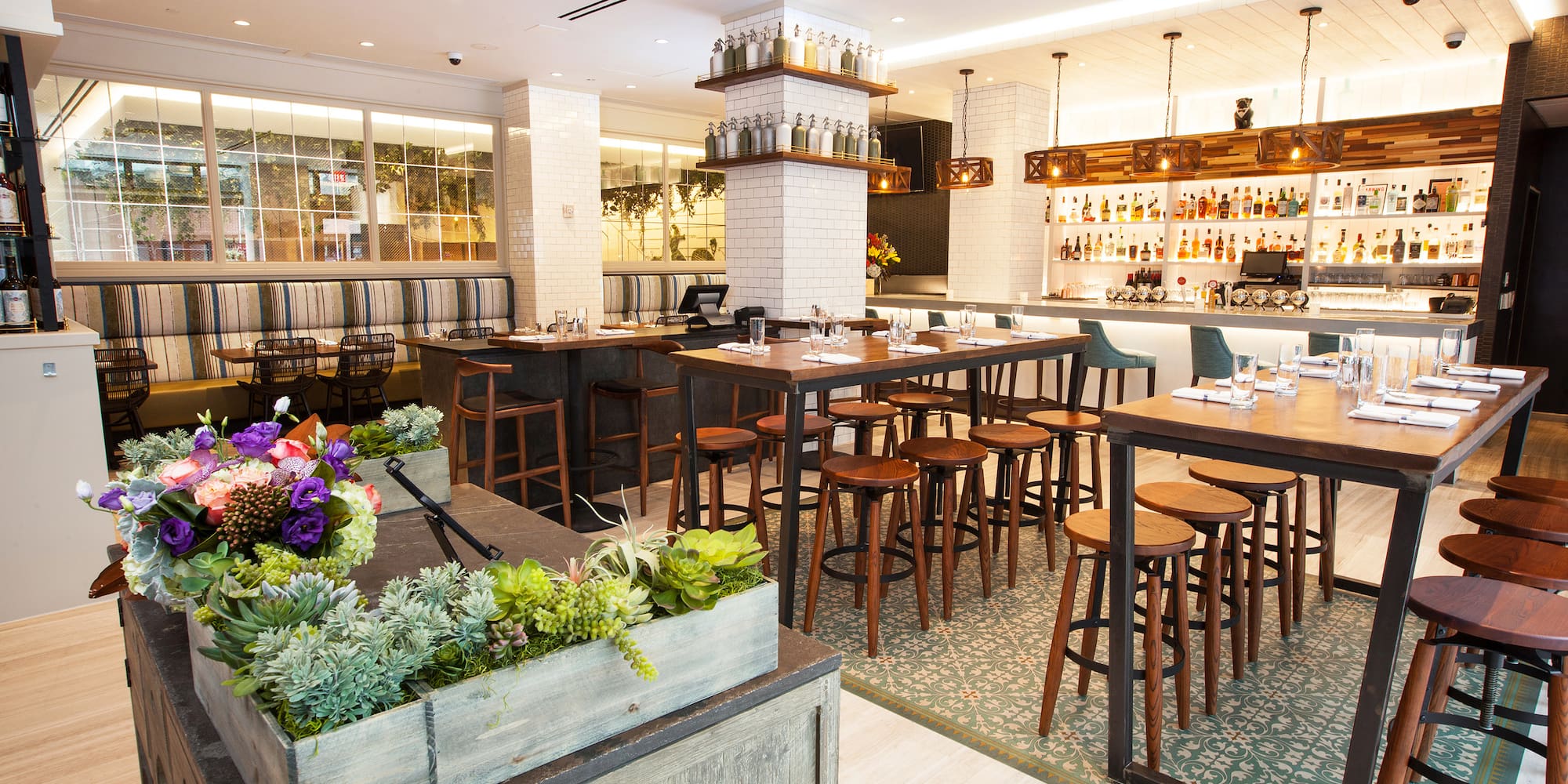 a restaurant with tables and chairs