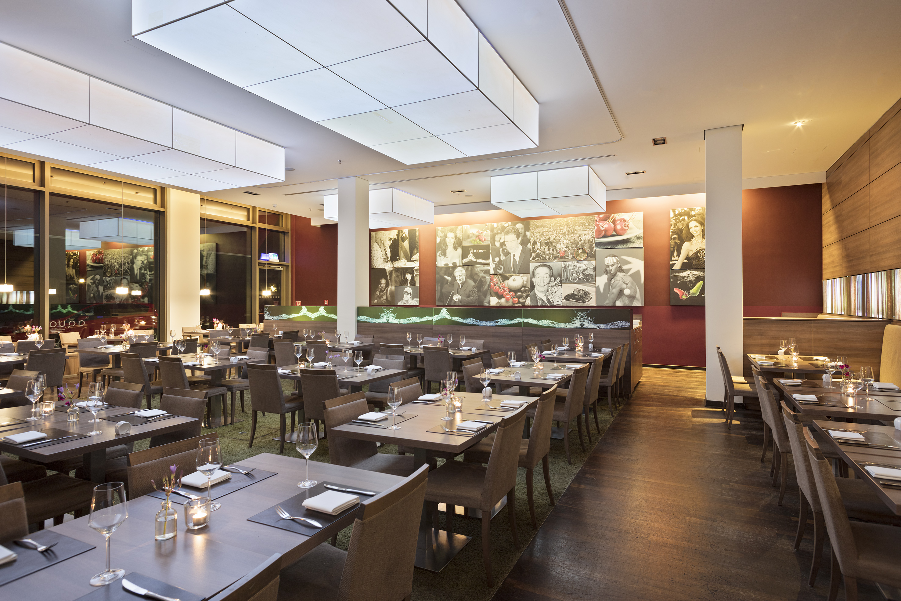 a restaurant with tables and chairs