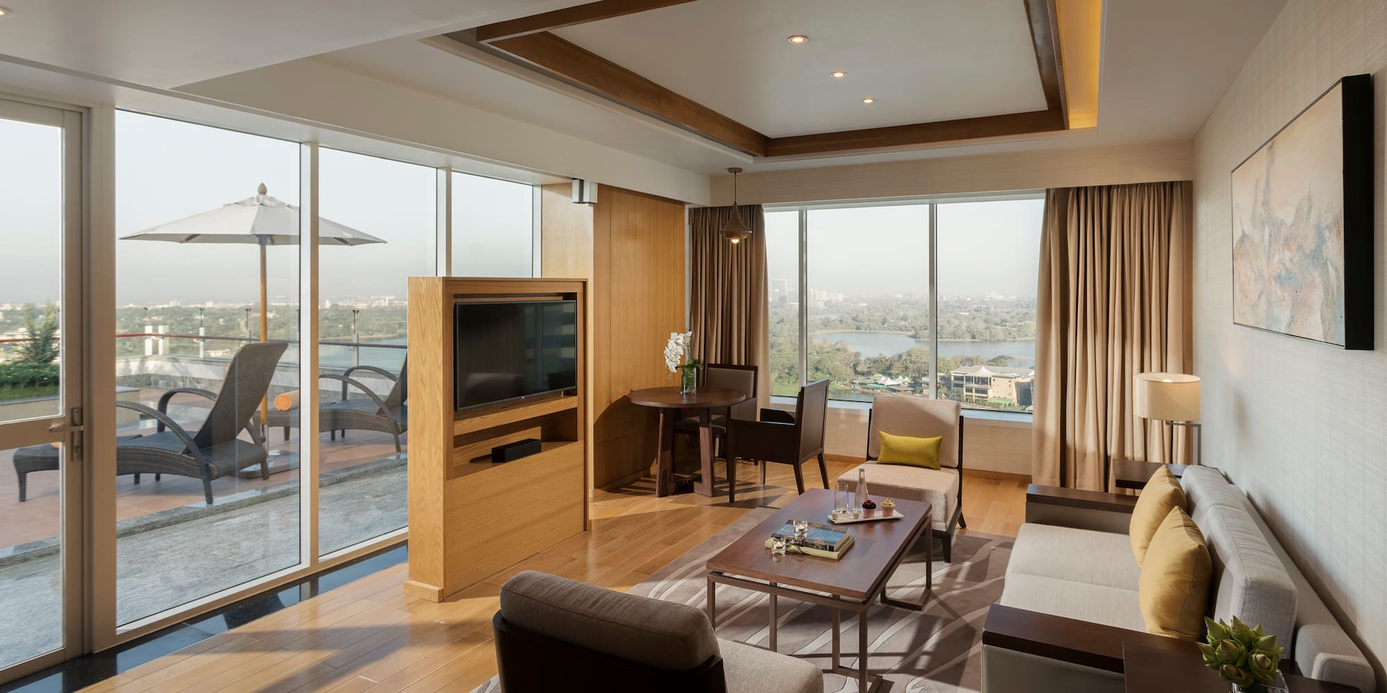 a living room with a television and a couch