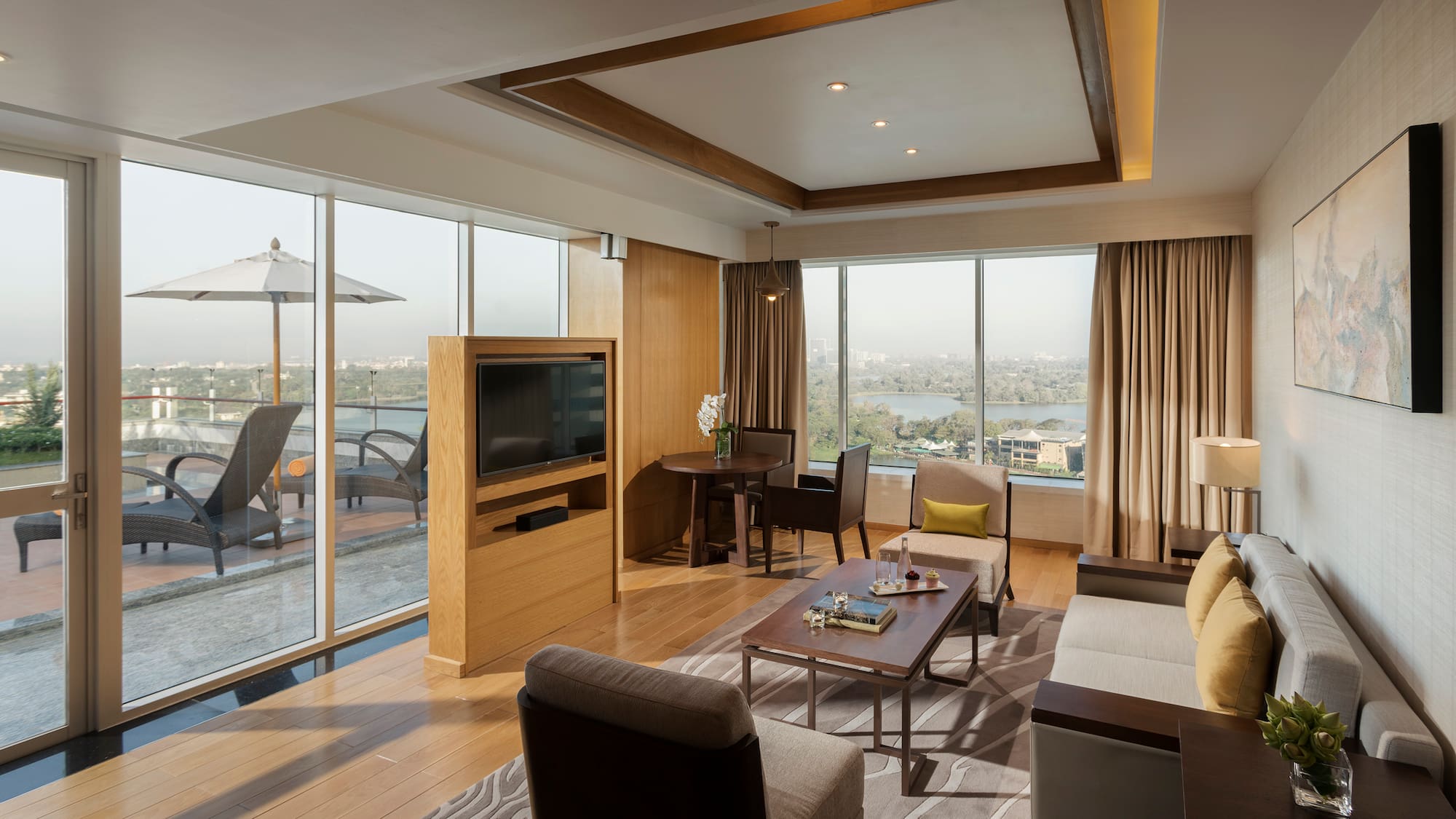 a living room with a television and a couch