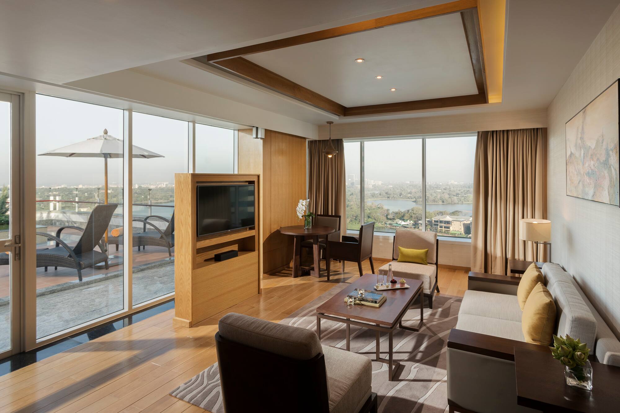 a living room with a television and a couch