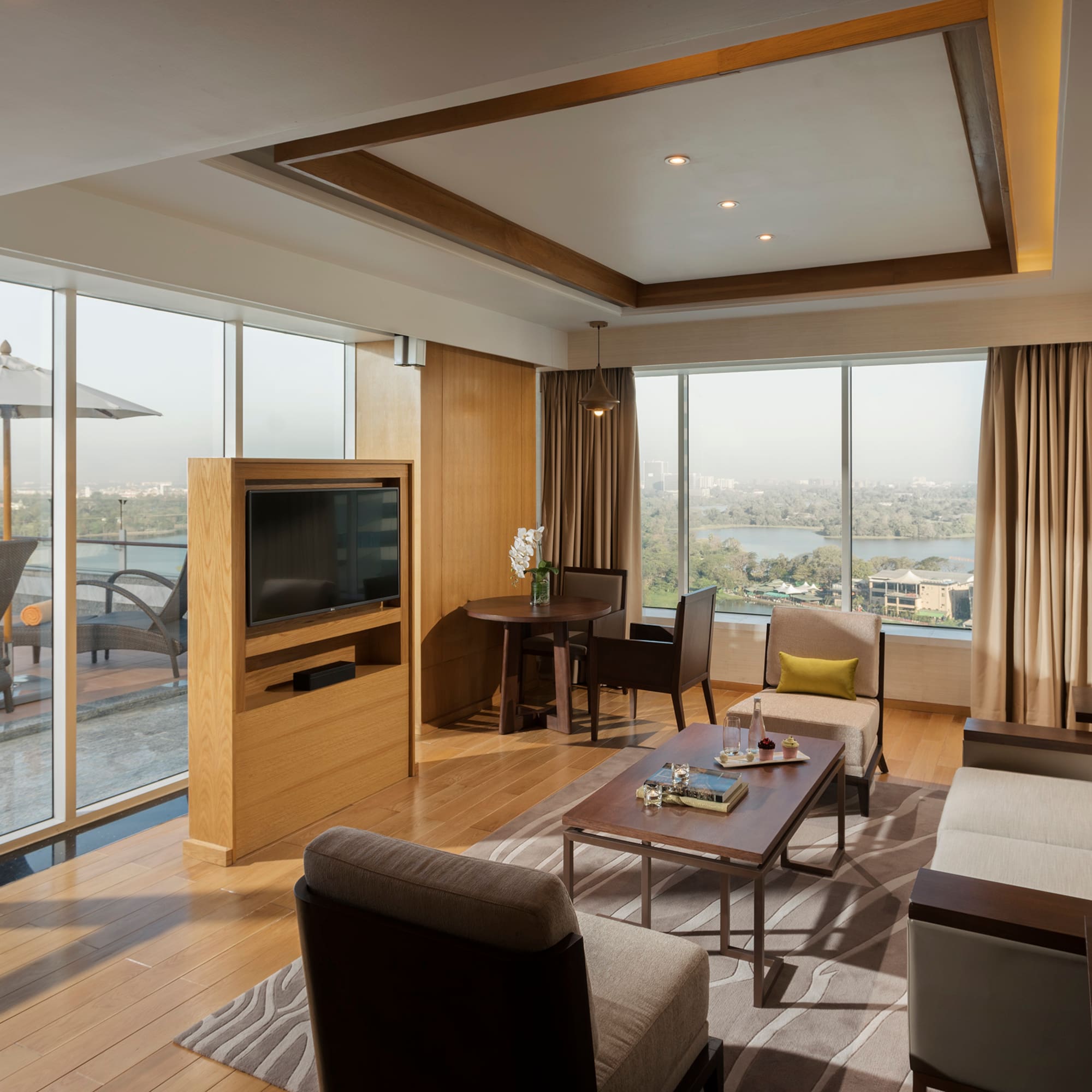 a living room with a television and a couch